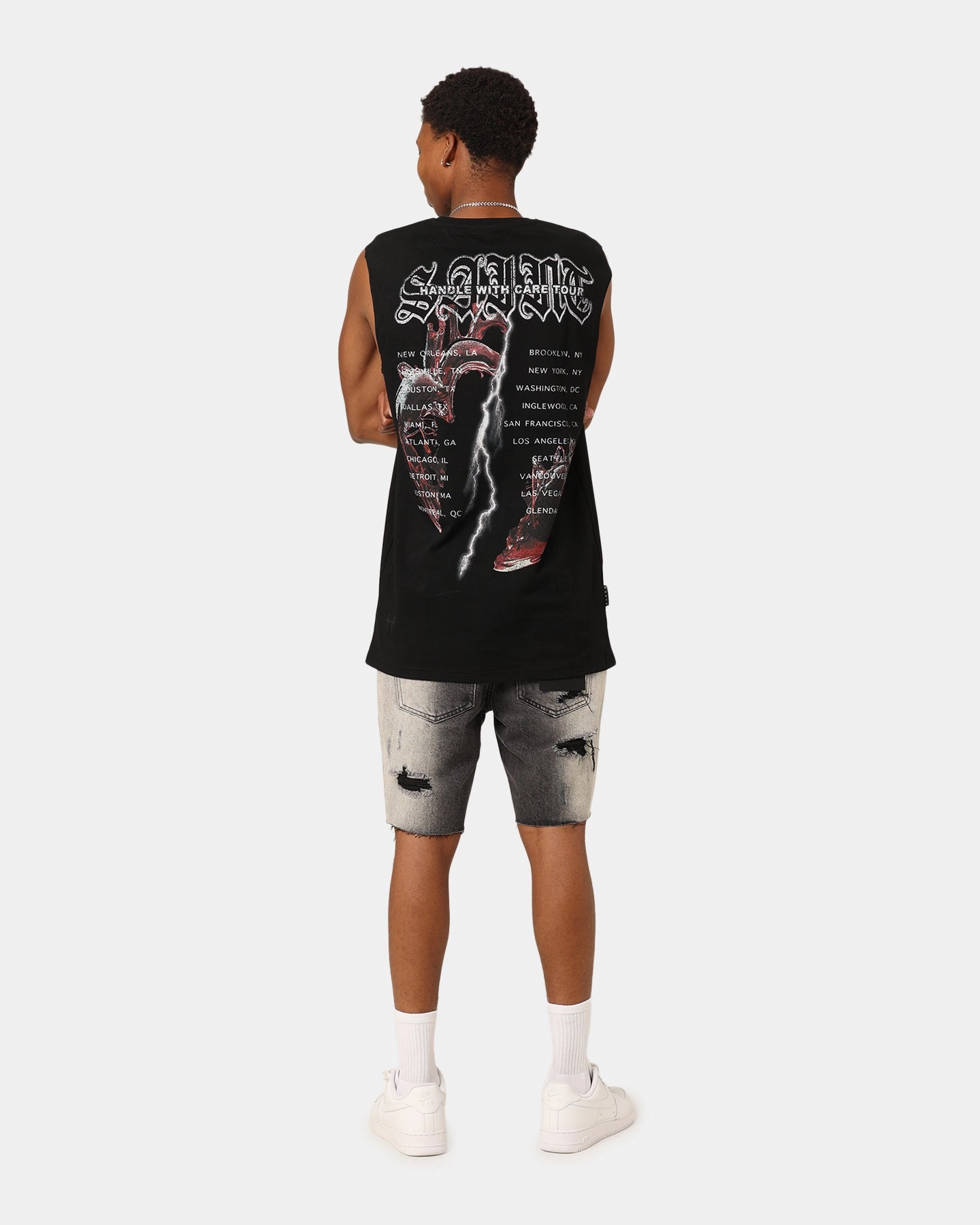 Chilly Comfort Wear Saint Morta Handle With Care Tour Muscle T-Shirt Black