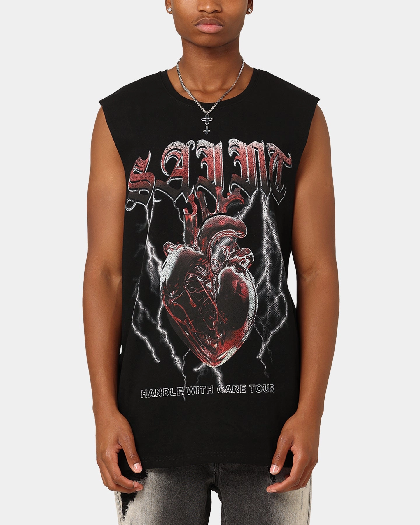 Saint Morta Handle With Care Tour Muscle T-Shirt Black Easy Fit Wear Cozy Comfort