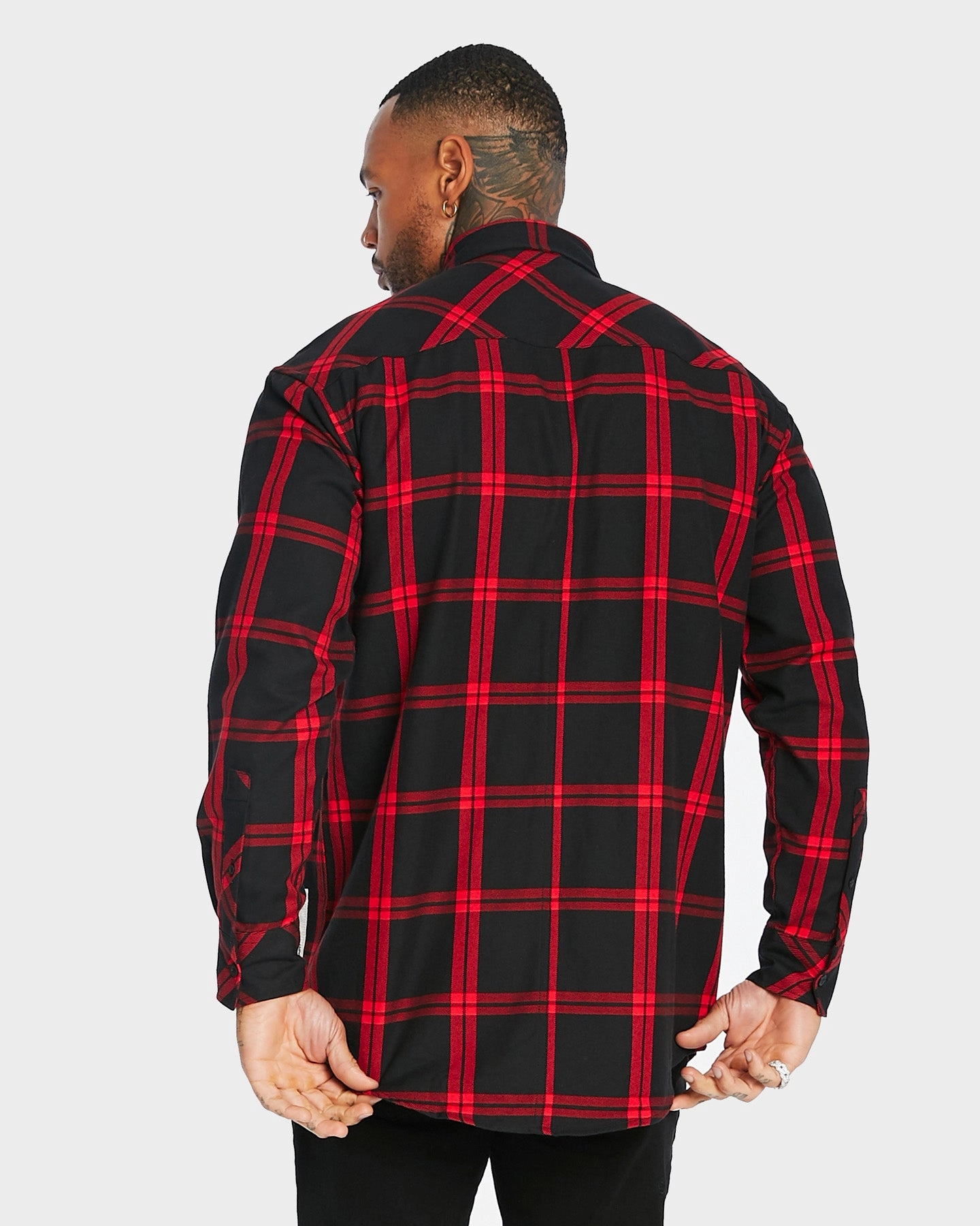Saint Morta Men's Prima Long Sleeve Flannel Shirt Red/Black Ultra Soft Interior