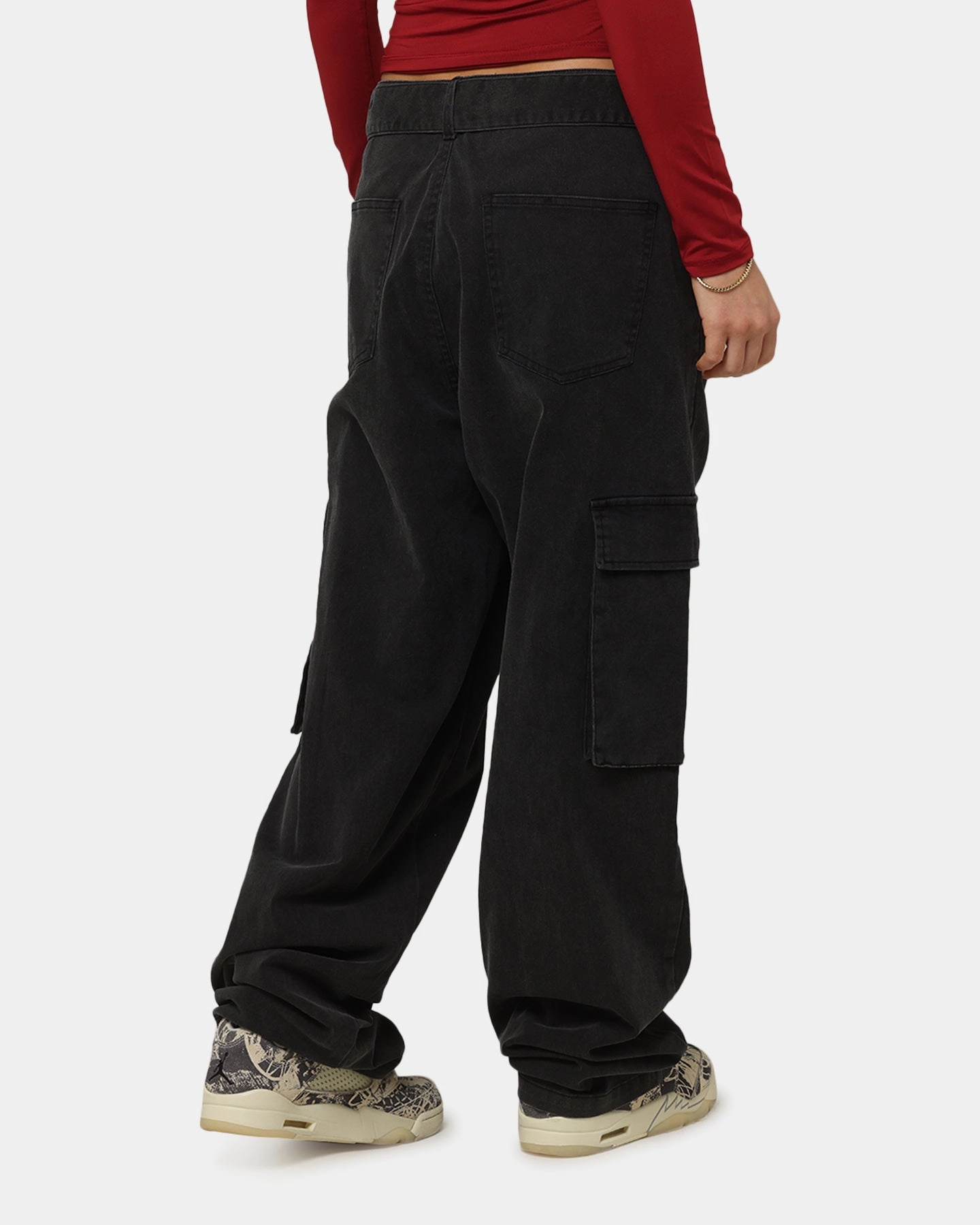 XXIII Tie Up Cargo Pants Washed Black Noise Reduciting Fabric