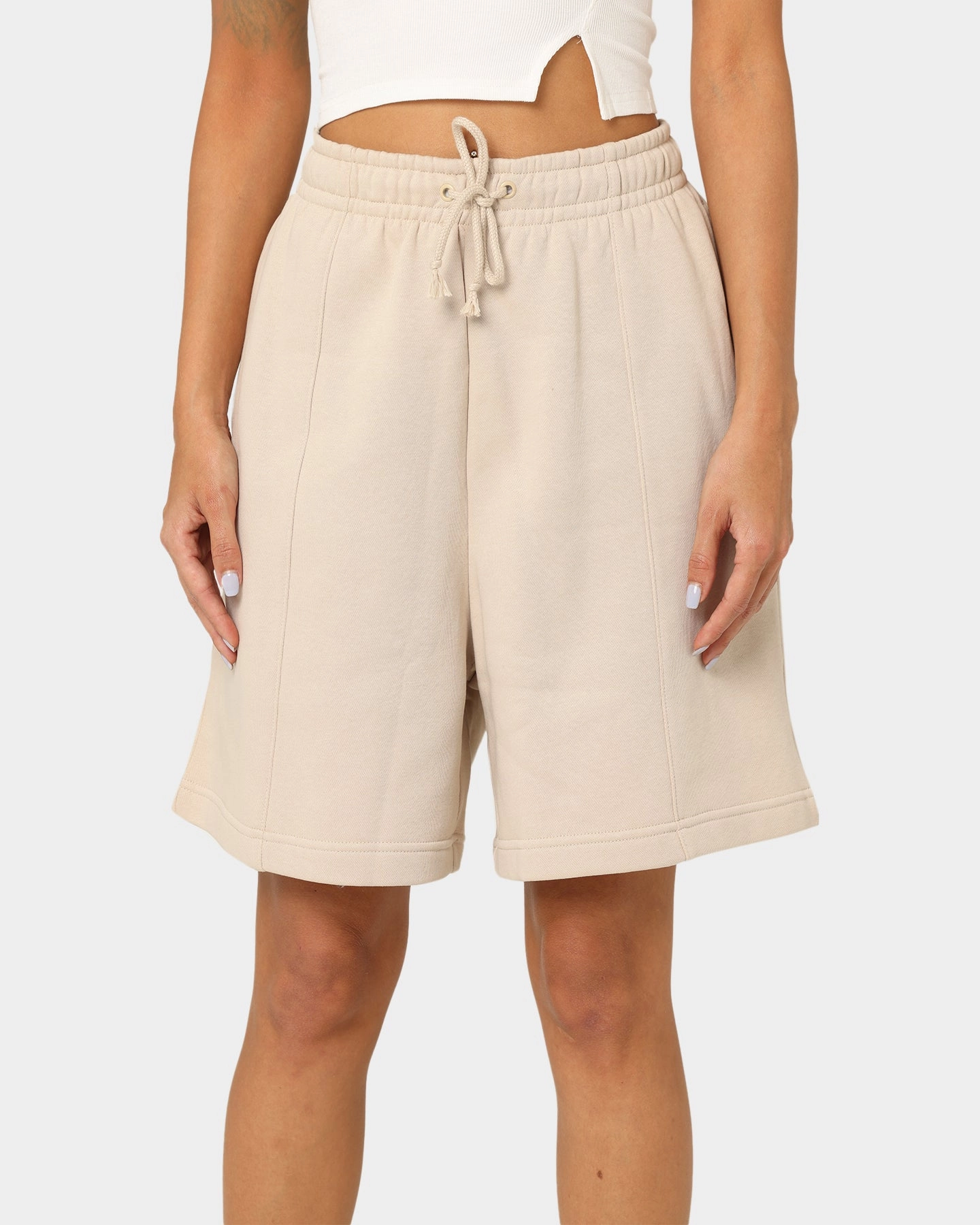 Warehouse Work High-End Quality Nike Women's Essential Collection Fleece High Rise Shorts Sanddrift