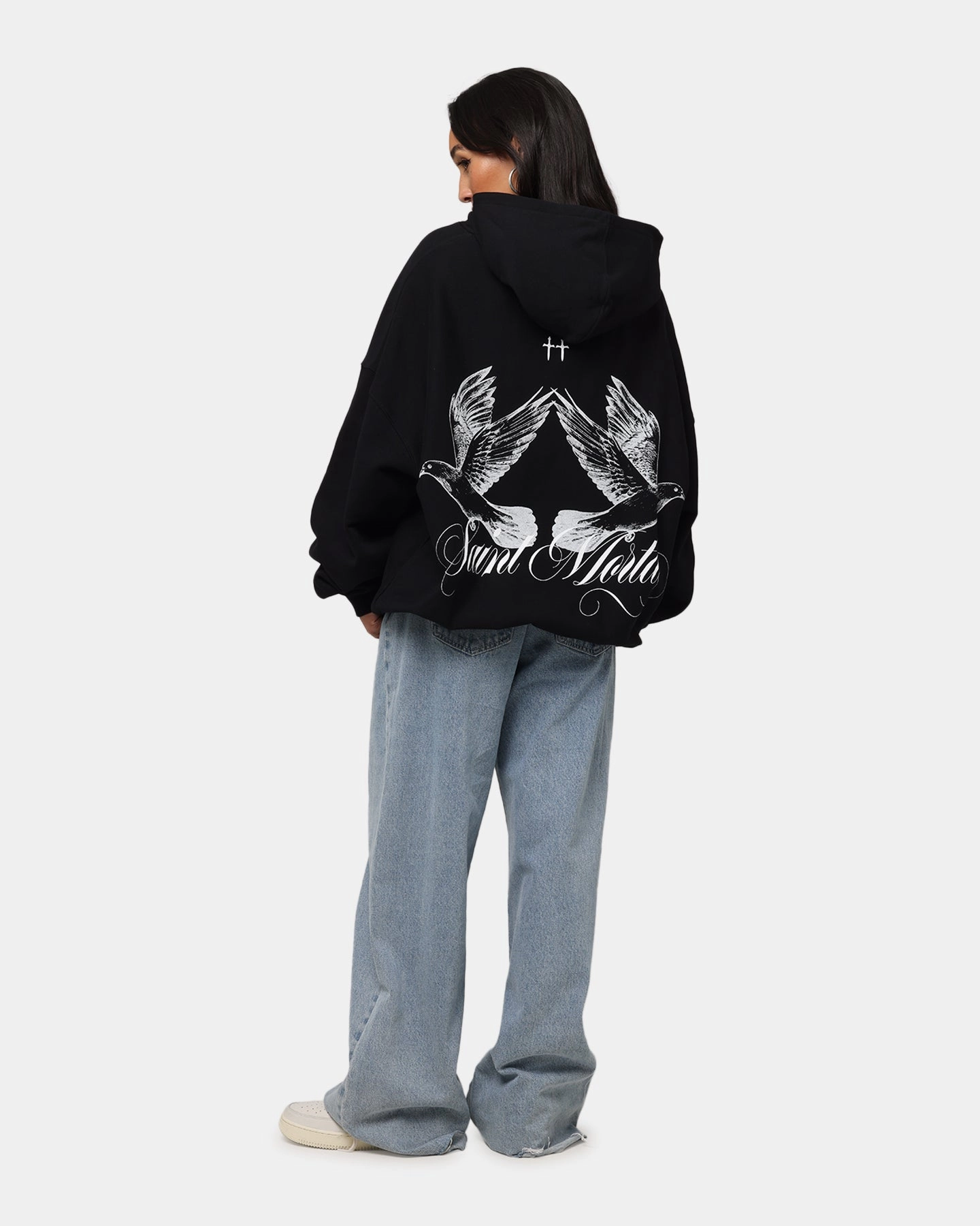Saint Morta Doves Boxy Hoodie Black hot - weather option Goods