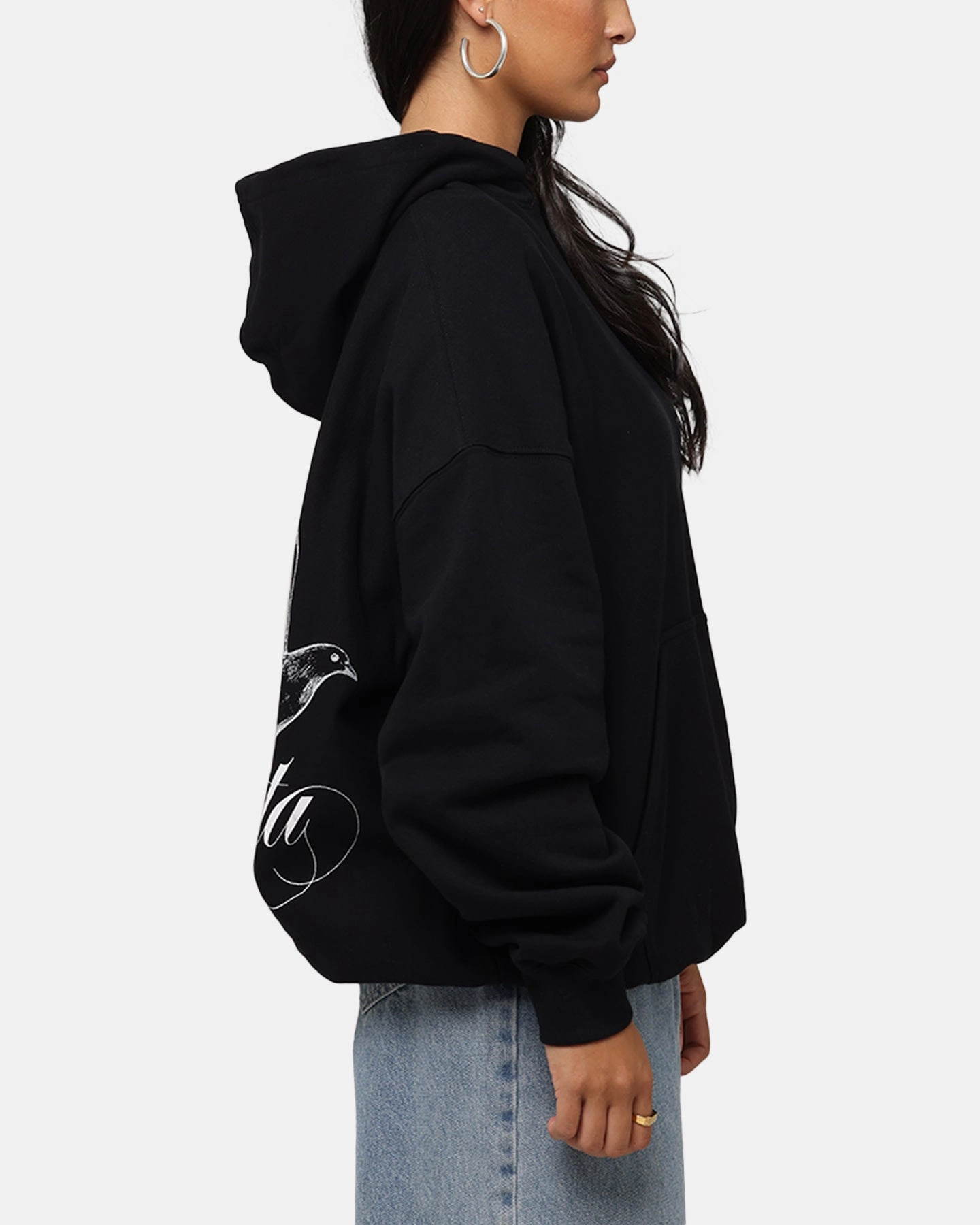 Saint Morta Doves Boxy Hoodie Black insulated