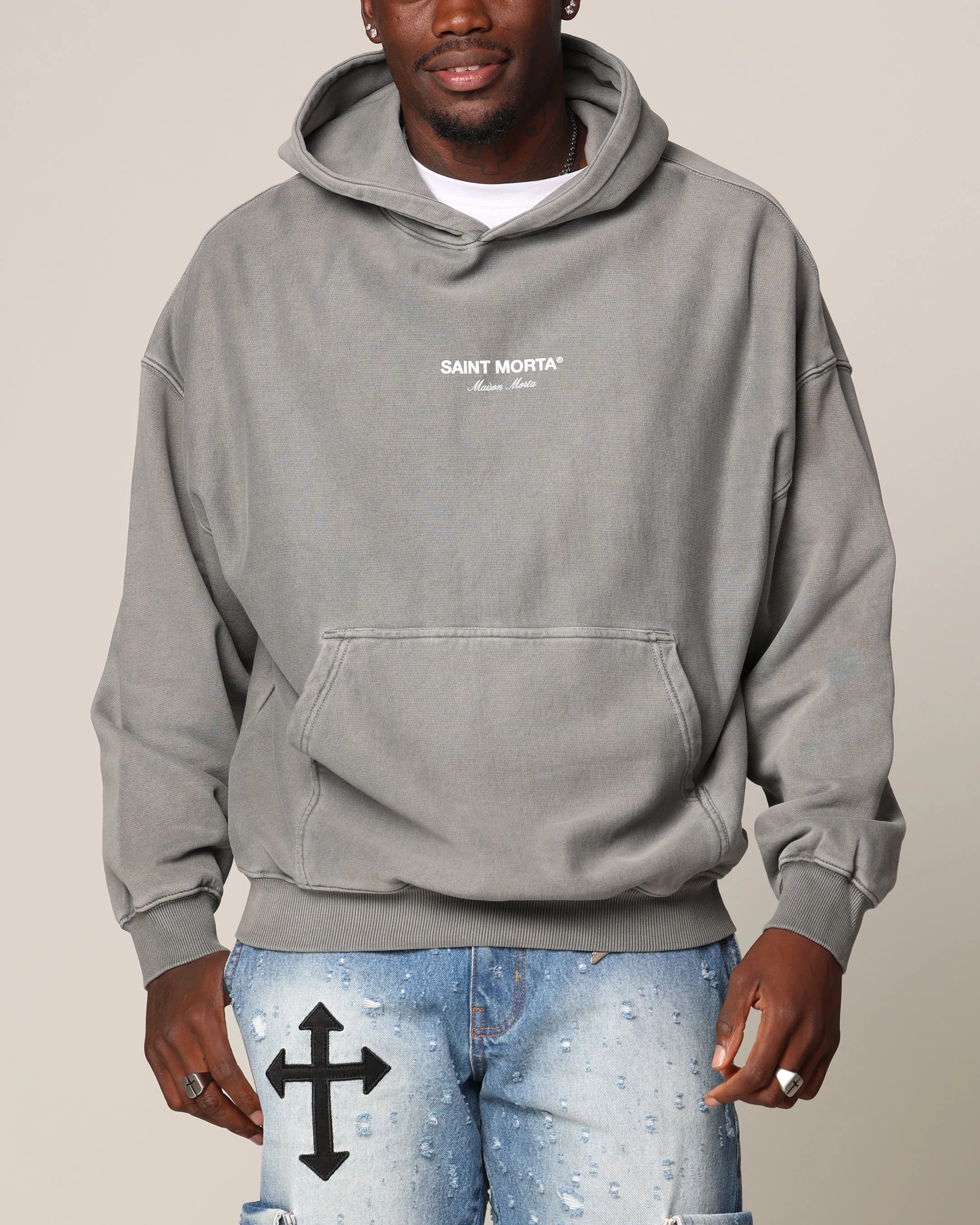 Saint Morta Skeleton Key Hoodie Washed Charcoal Hooded