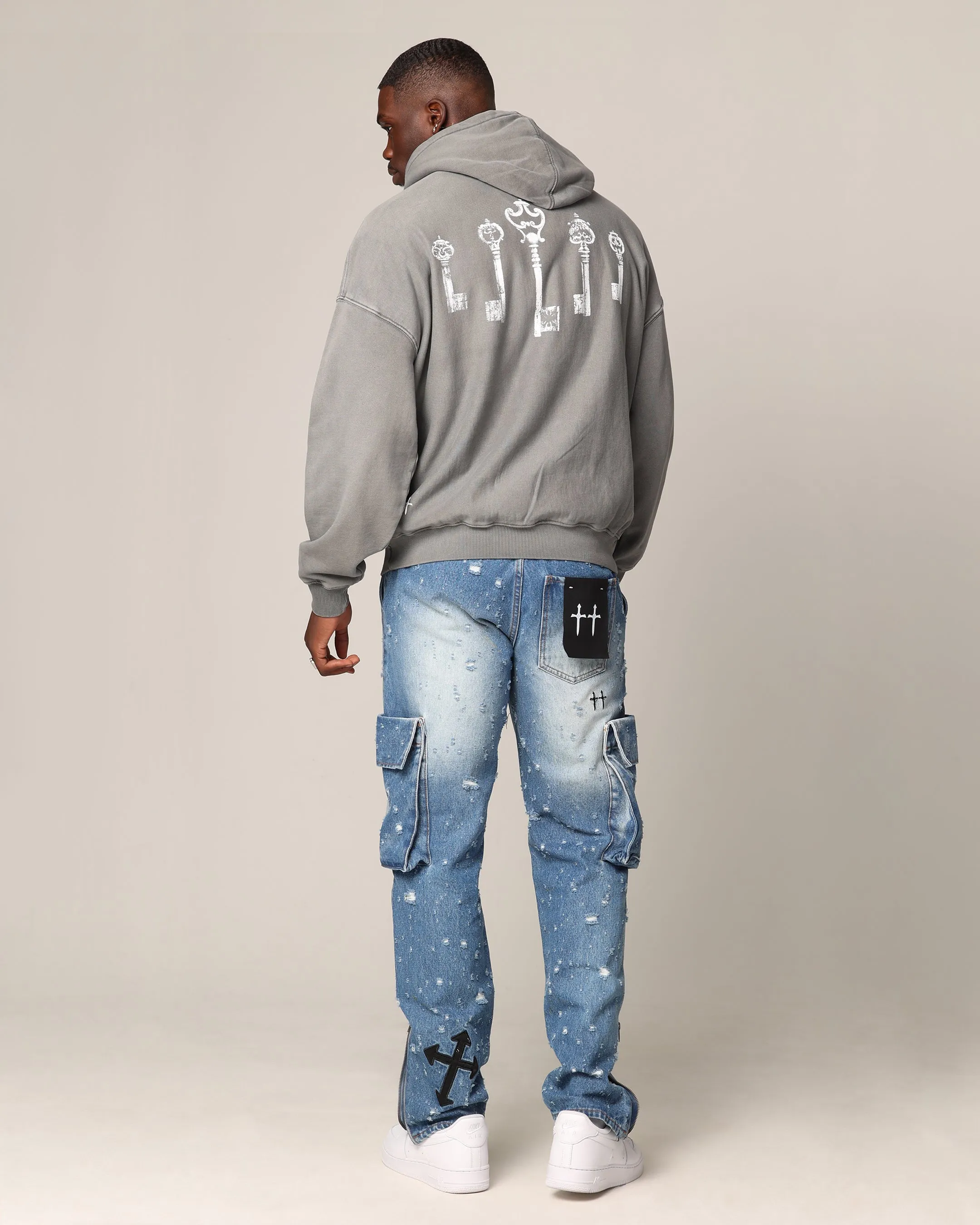 Surprise Evaluation Saint Morta Skeleton Key Hoodie Washed Charcoal