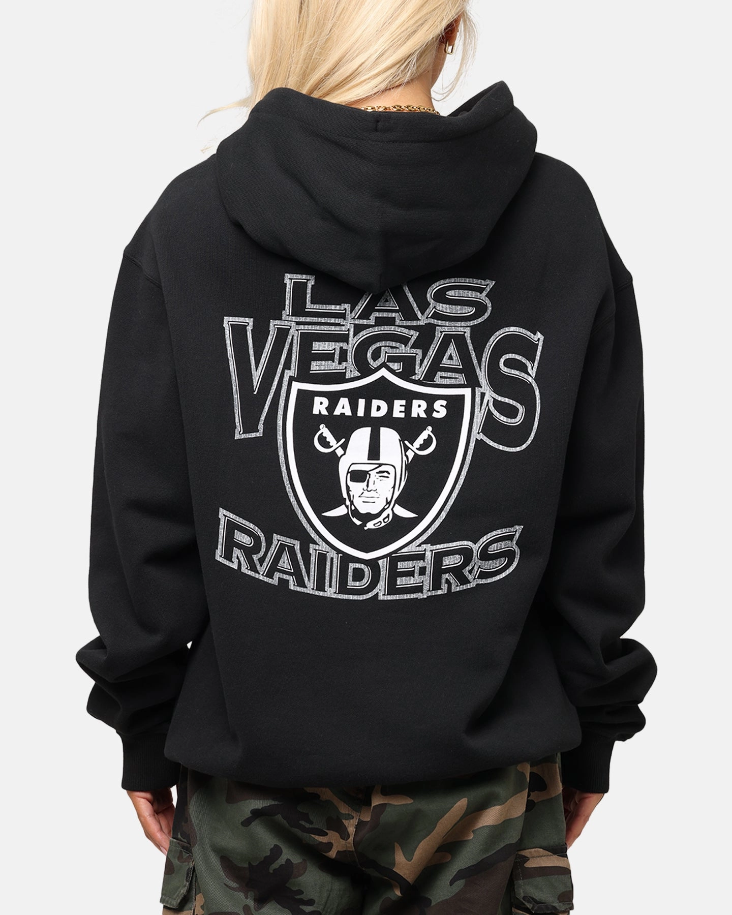 Majestic Athletic Las Vegas Raiders Acland Hoodie Black Patched Flexible Quilted Panels