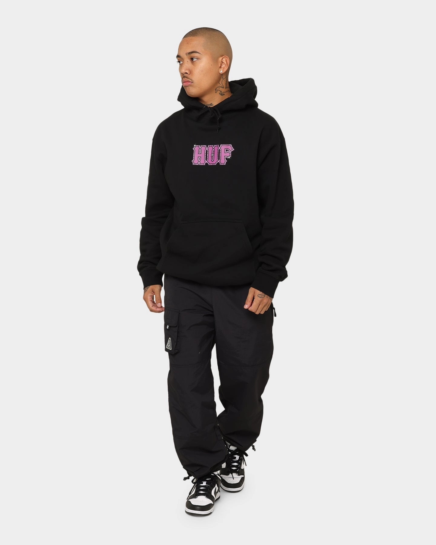 HUF Amazing H Pull Over Hoodie Black mass - produced Stretch Knit Fabric
