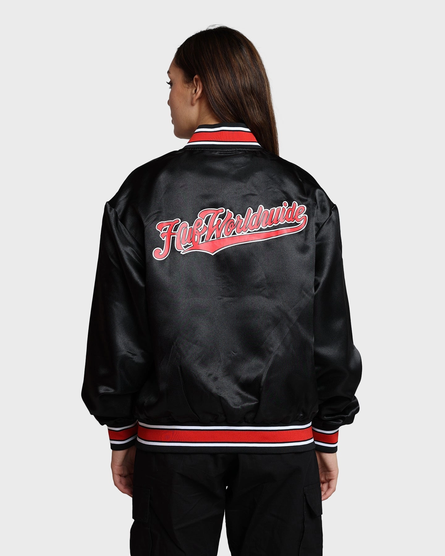 HUF Crackerjack Satin Baseball Jacket Black Persist