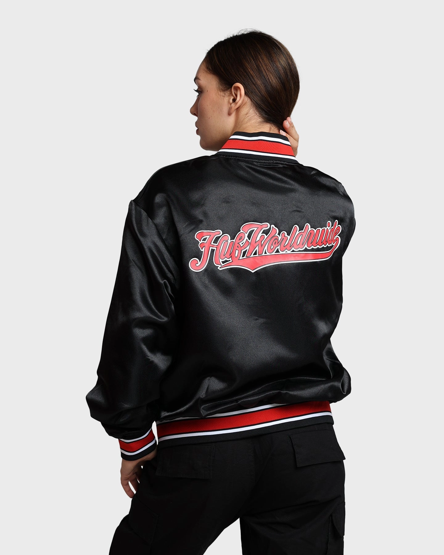Labor HUF Crackerjack Satin Baseball Jacket Black