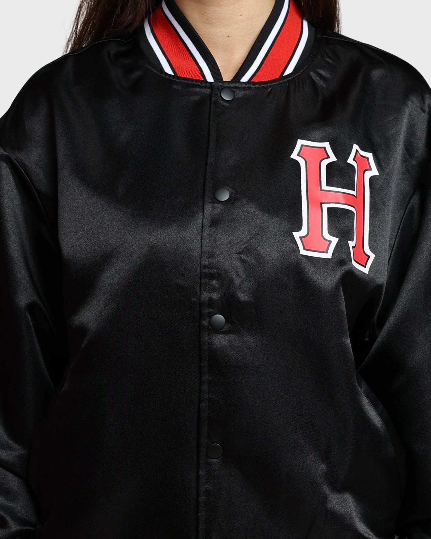 Wedding HUF Crackerjack Satin Baseball Jacket Black
