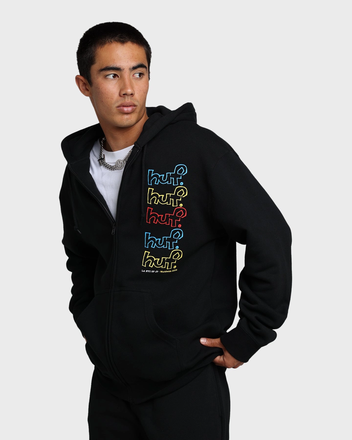 QuickDry Moisture Wicking Grace HUF Drop Out Stack Full Zip Hoodie Black