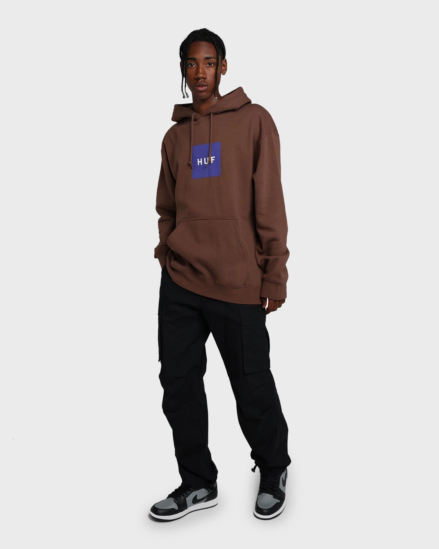 HUF Essentials Box Logo Hoodie Brown Wax