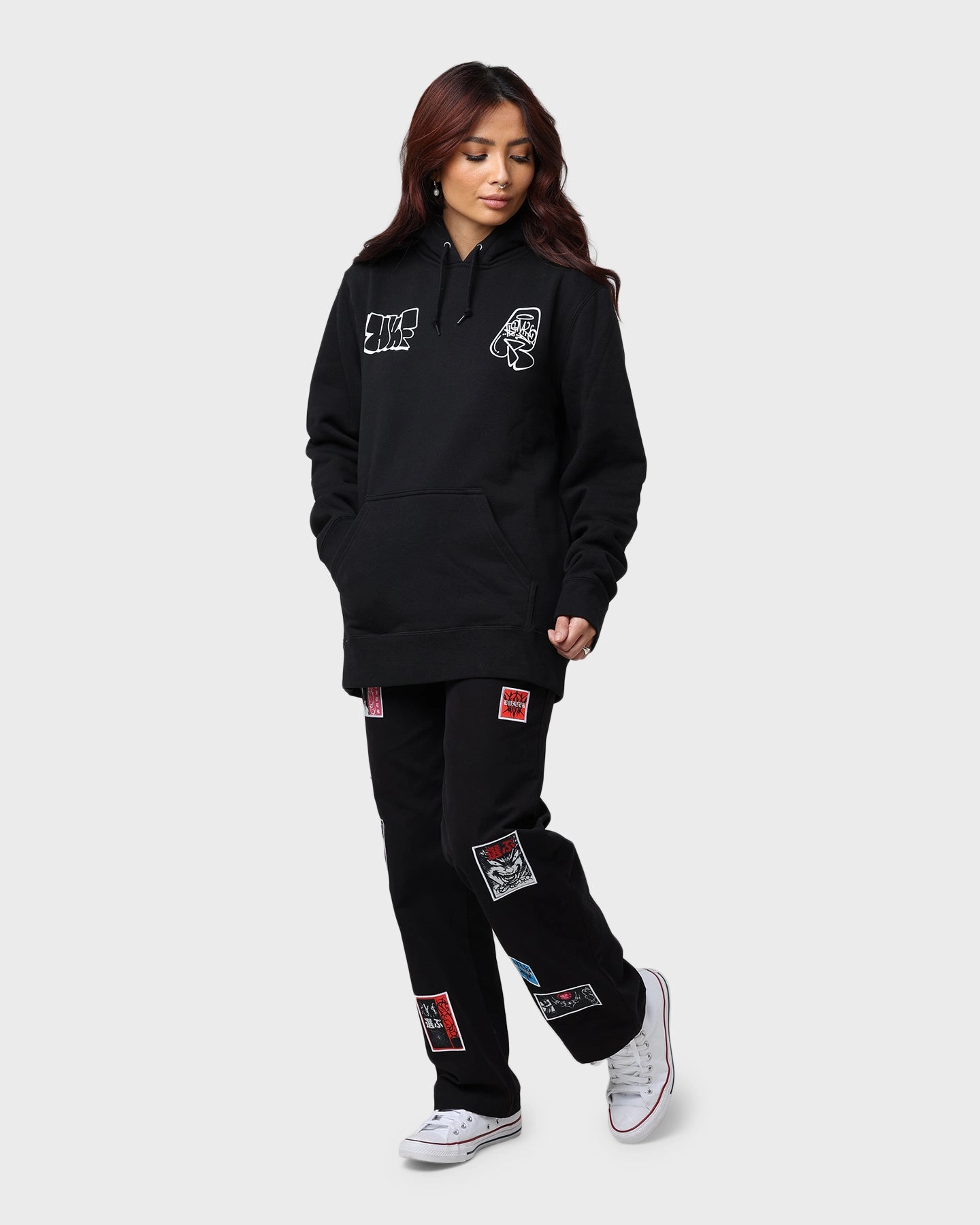 Ergonomic Shoulder Panels Enhance HUF Remio Pullover Hoodie Black