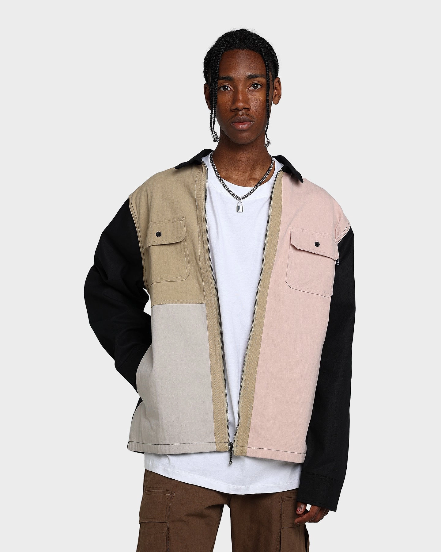 HUF Split Zip Work Shirt Black Forgiveness