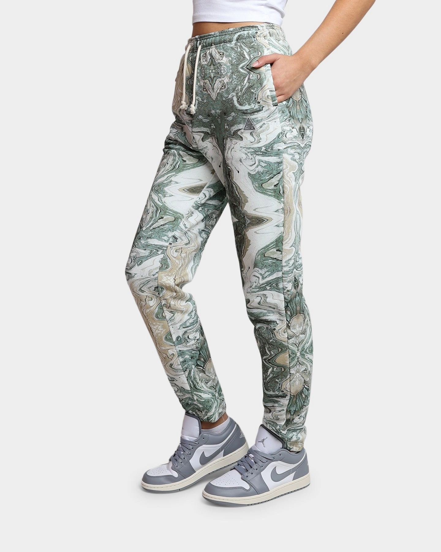 Breathable mesh HUF Women's Swirl Fleece Pants Olive