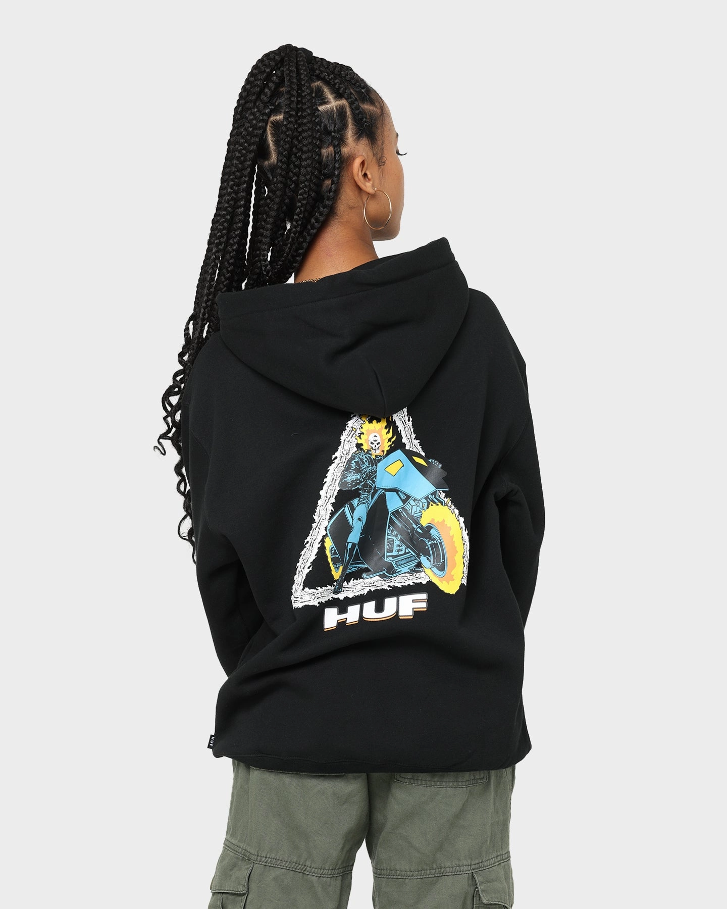 HUF X Marvel Ghost Rider TT Hoodie Black Waterproof Shell