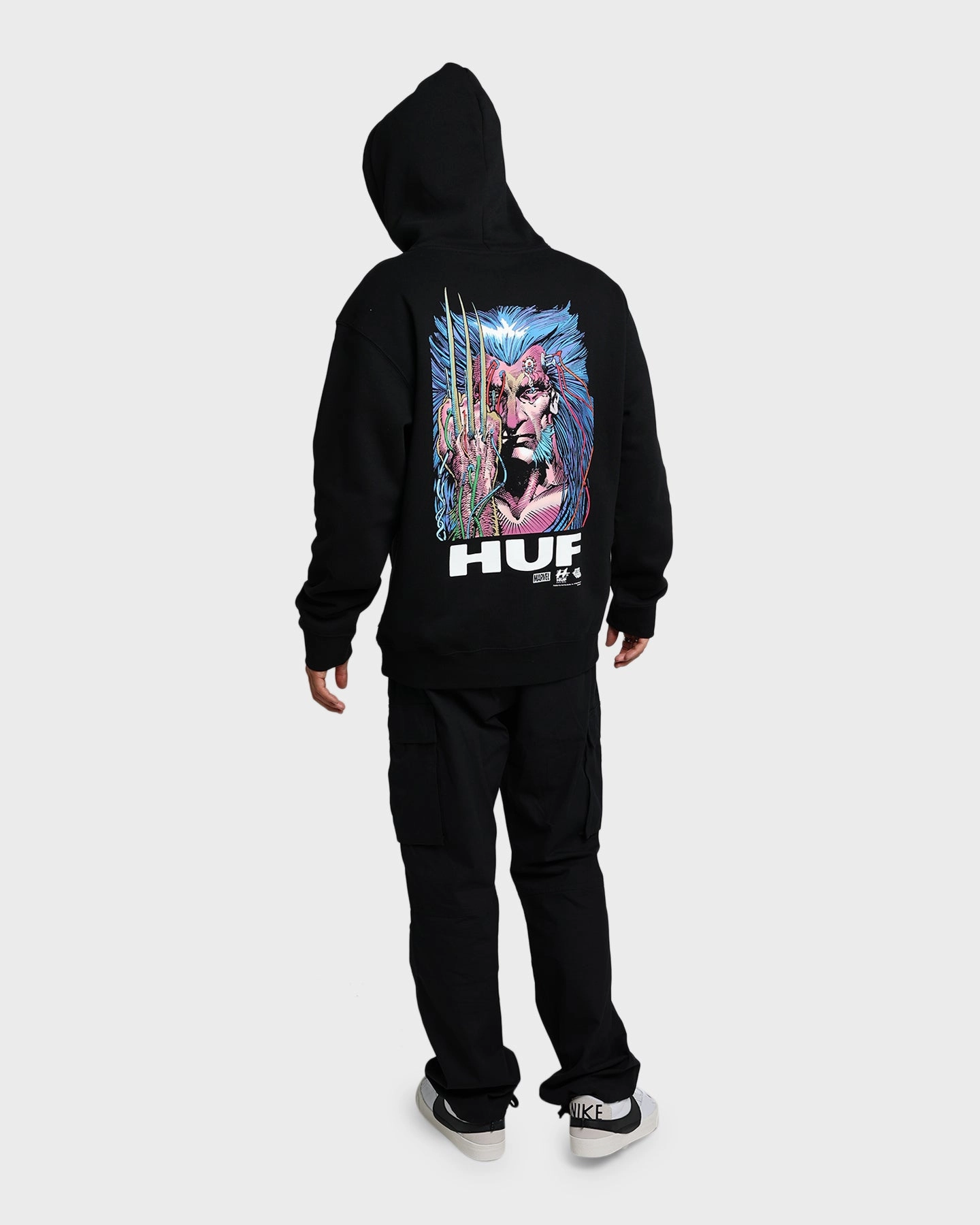 HUF X Marvel Weapon X Hoodie Black sports practice