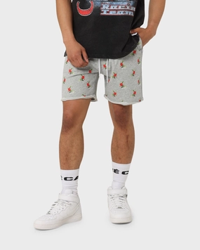 Carre Ament Repeat Rugueux Shorts Grey Marle Gusseted Crotch Design