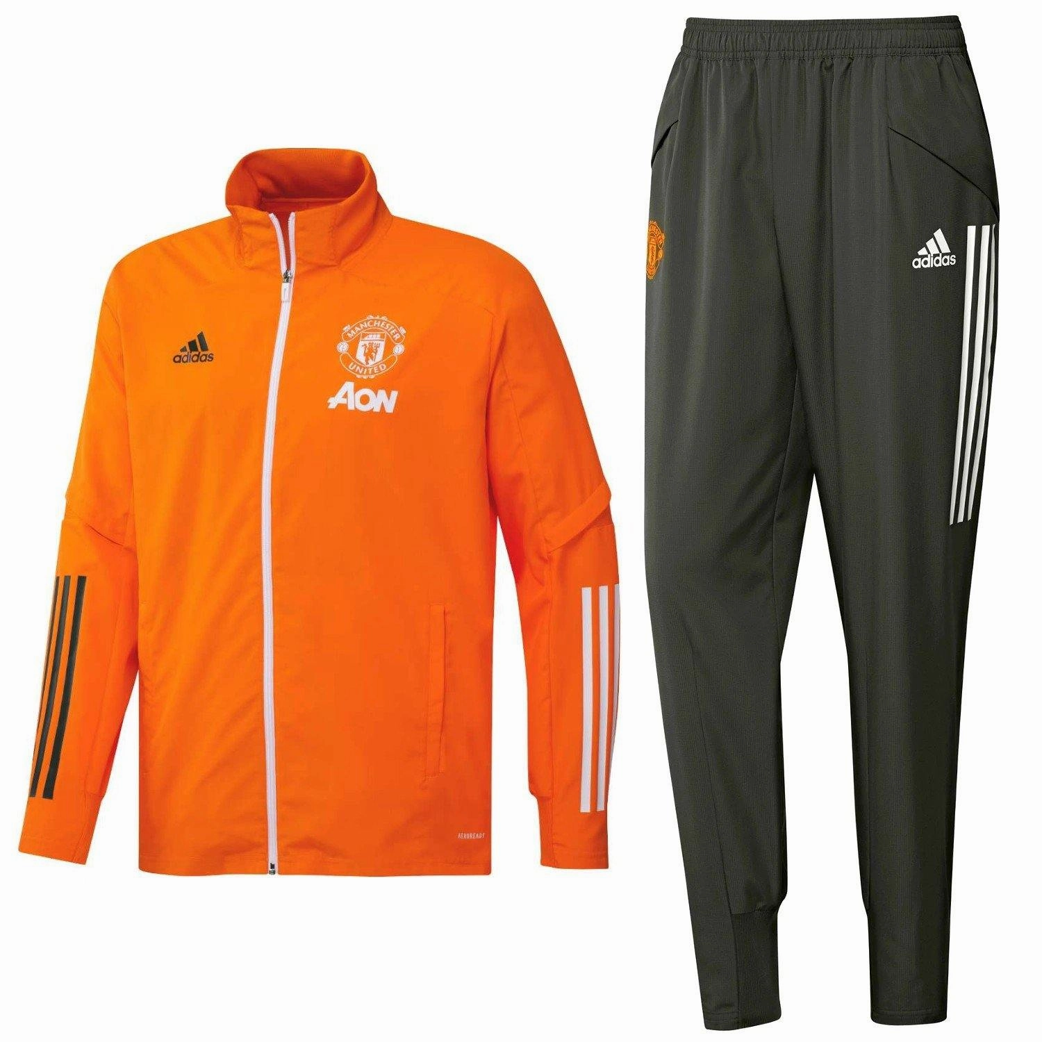 NonSlip Waistband Manchester United orange presentation Soccer tracksuit 2021 - Adidas