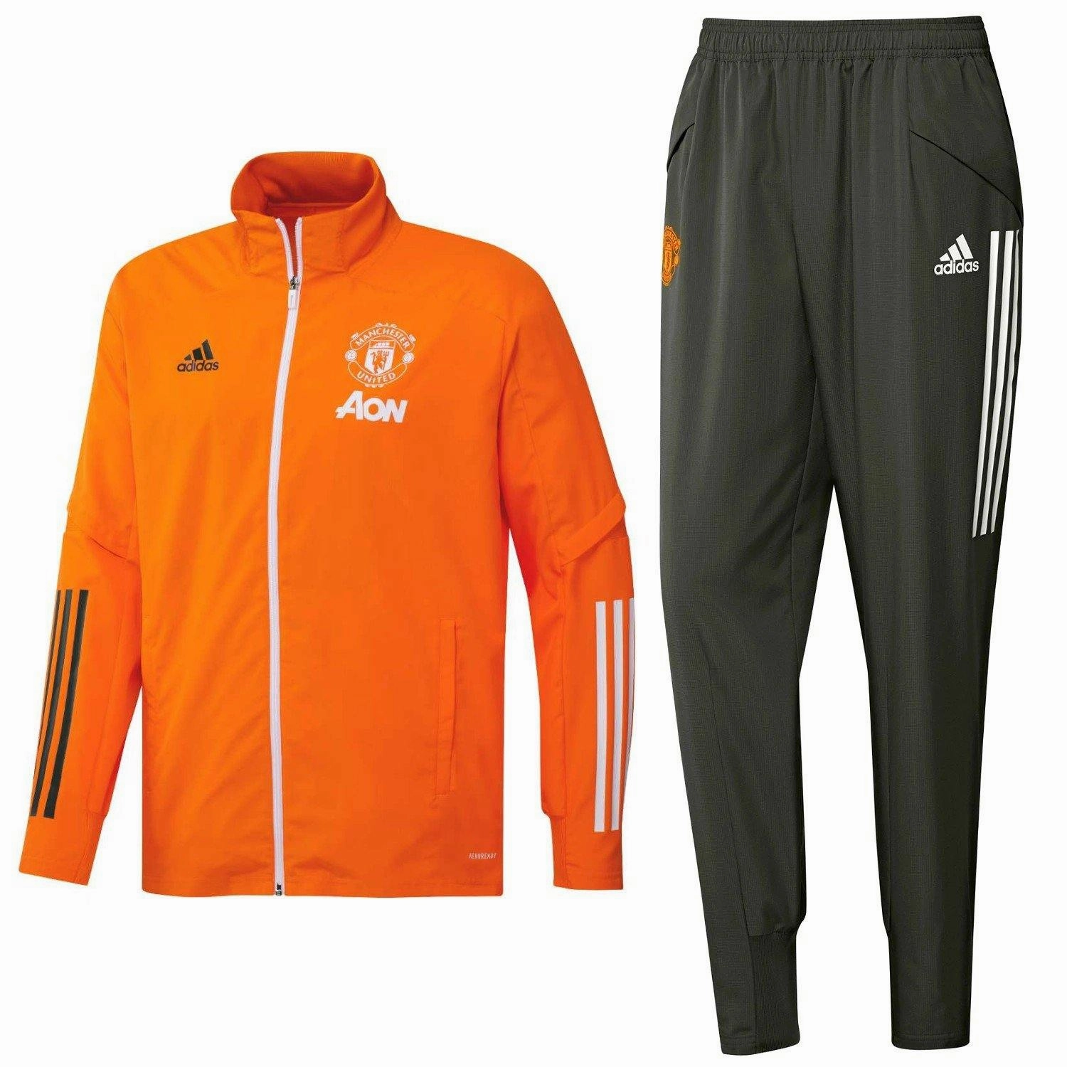 Manchester United orange presentation Soccer tracksuit 2021 - Adidas unisex clothing high-end