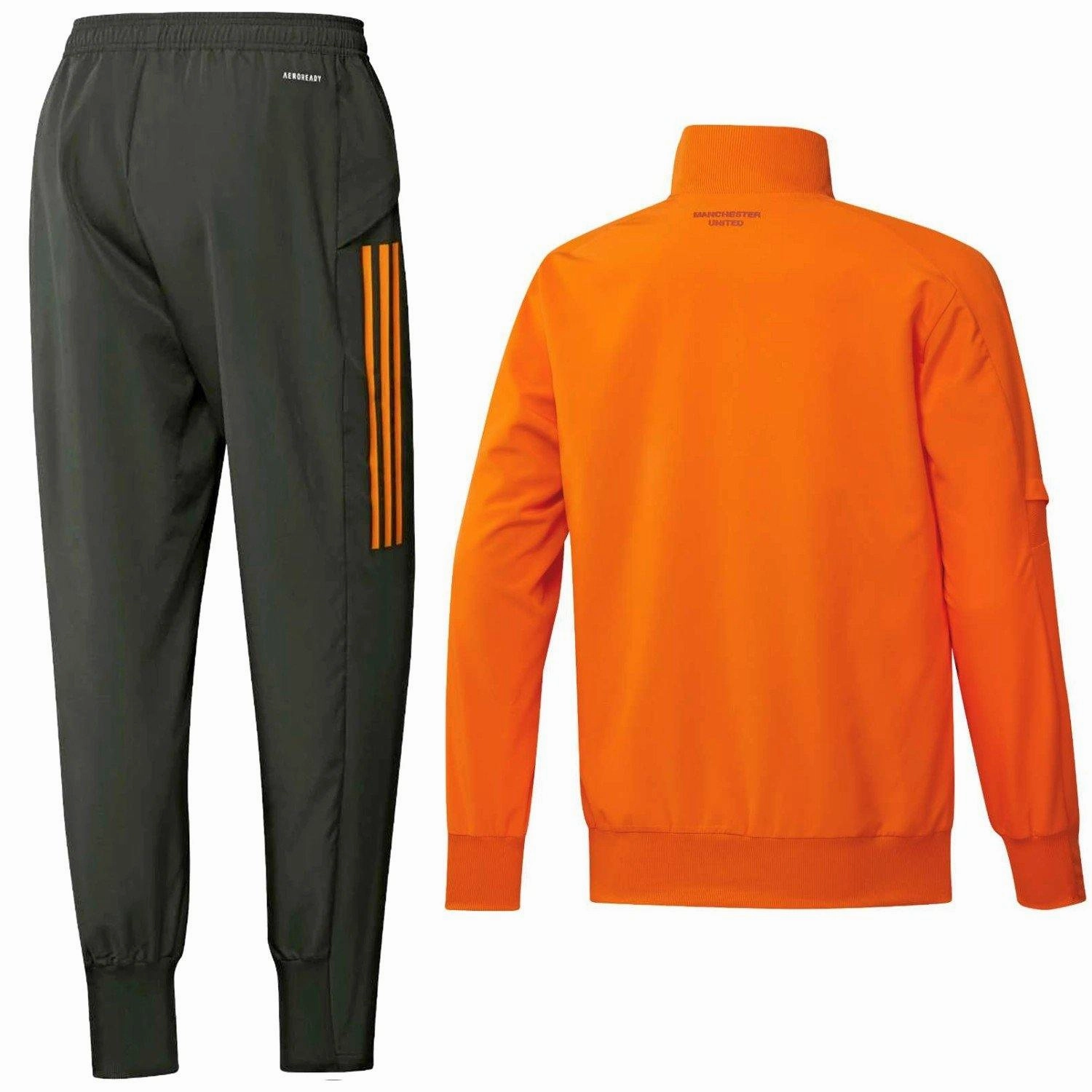 Active clothing Manchester United orange presentation Soccer tracksuit 2021 - Adidas