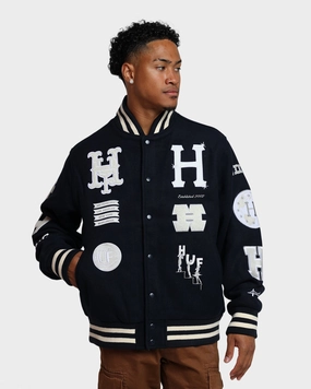 Quick Zip HUF 20 Year Classic H Varsity Jacket Navy