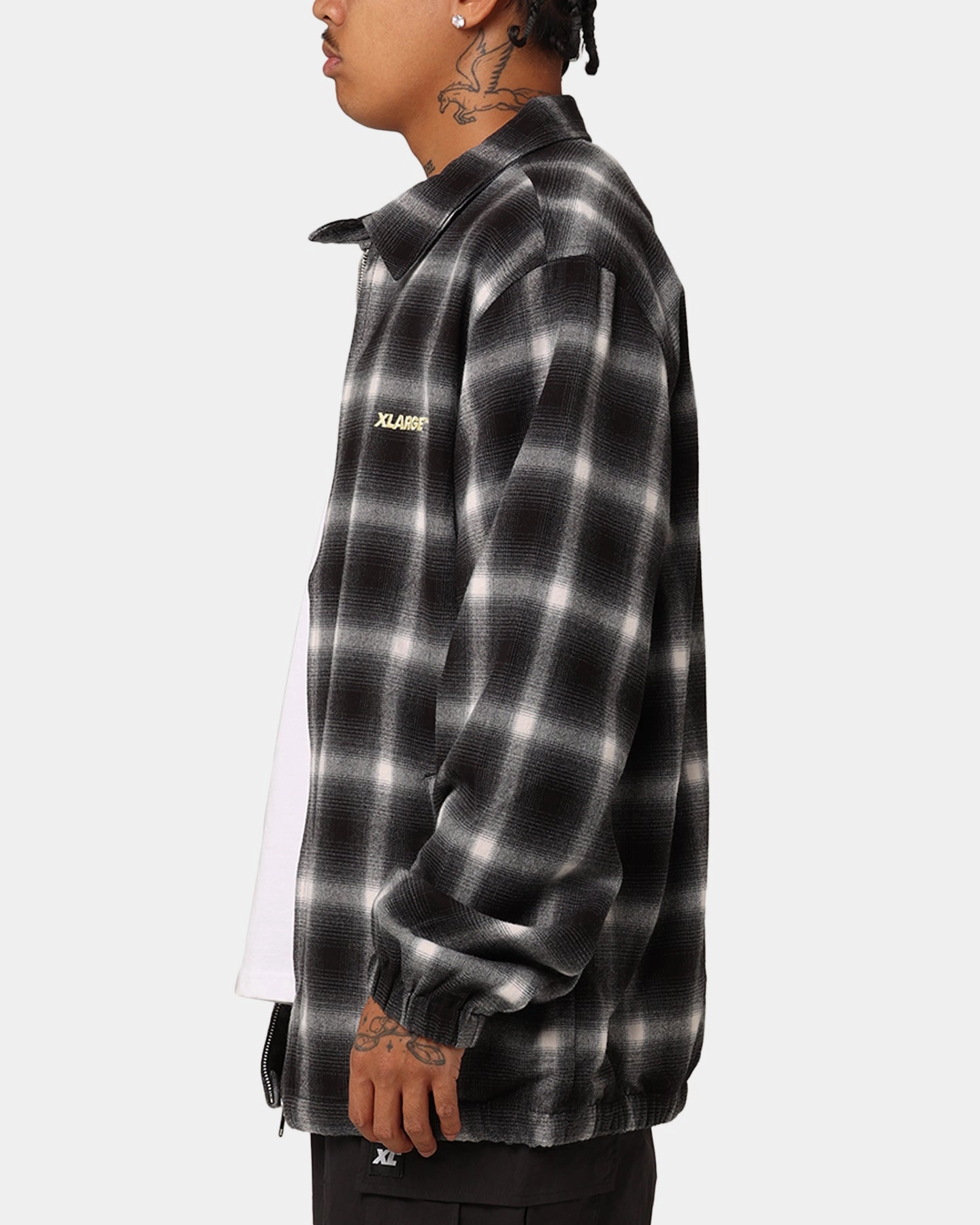 Travel Layer X-Large Source Lined Zip Check Jacket Black