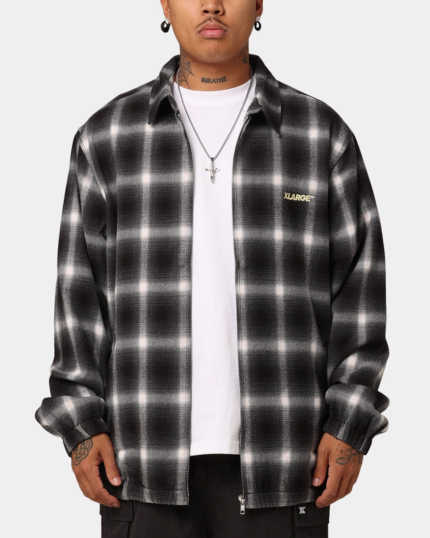 Outdoor Use X-Large Source Lined Zip Check Jacket Black