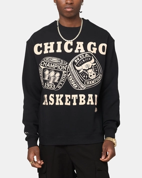 Luxury Comfort Mitchell & Ness Chicago Bulls Rings Crewneck Black