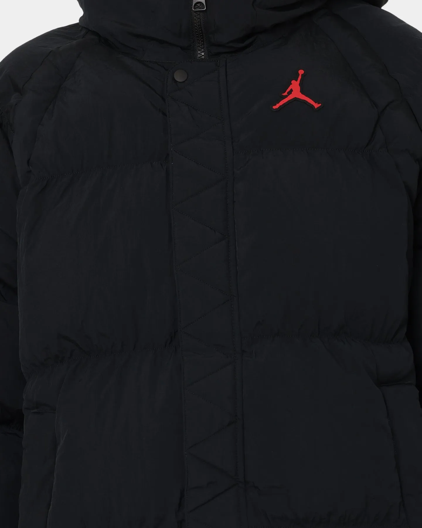 Jordan Essential Puffer Jacket Black/Fire Red Stand Up Collar