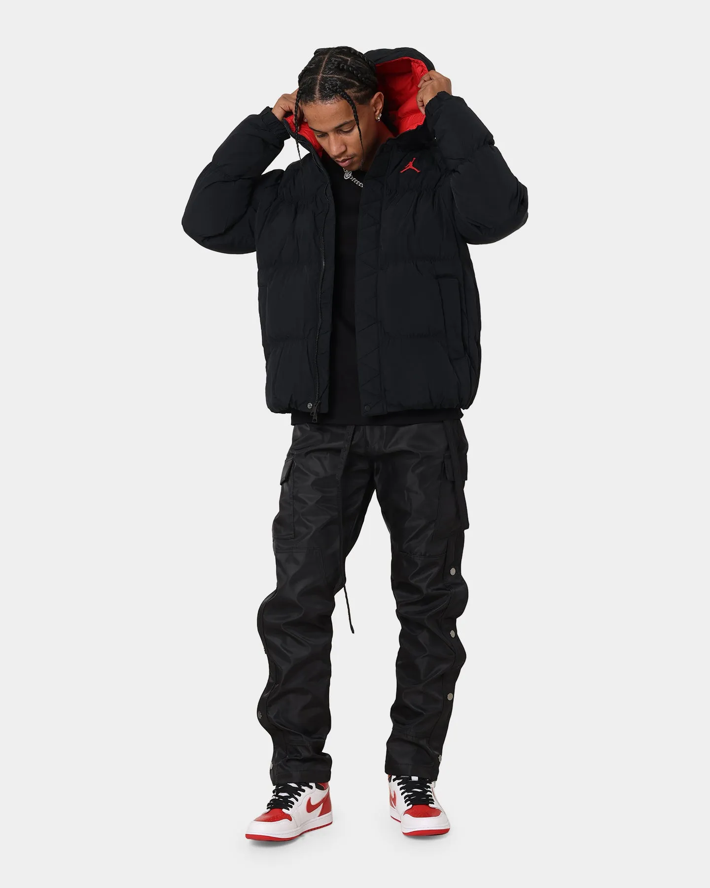 New Year's Jordan Essential Puffer Jacket Black/Fire Red