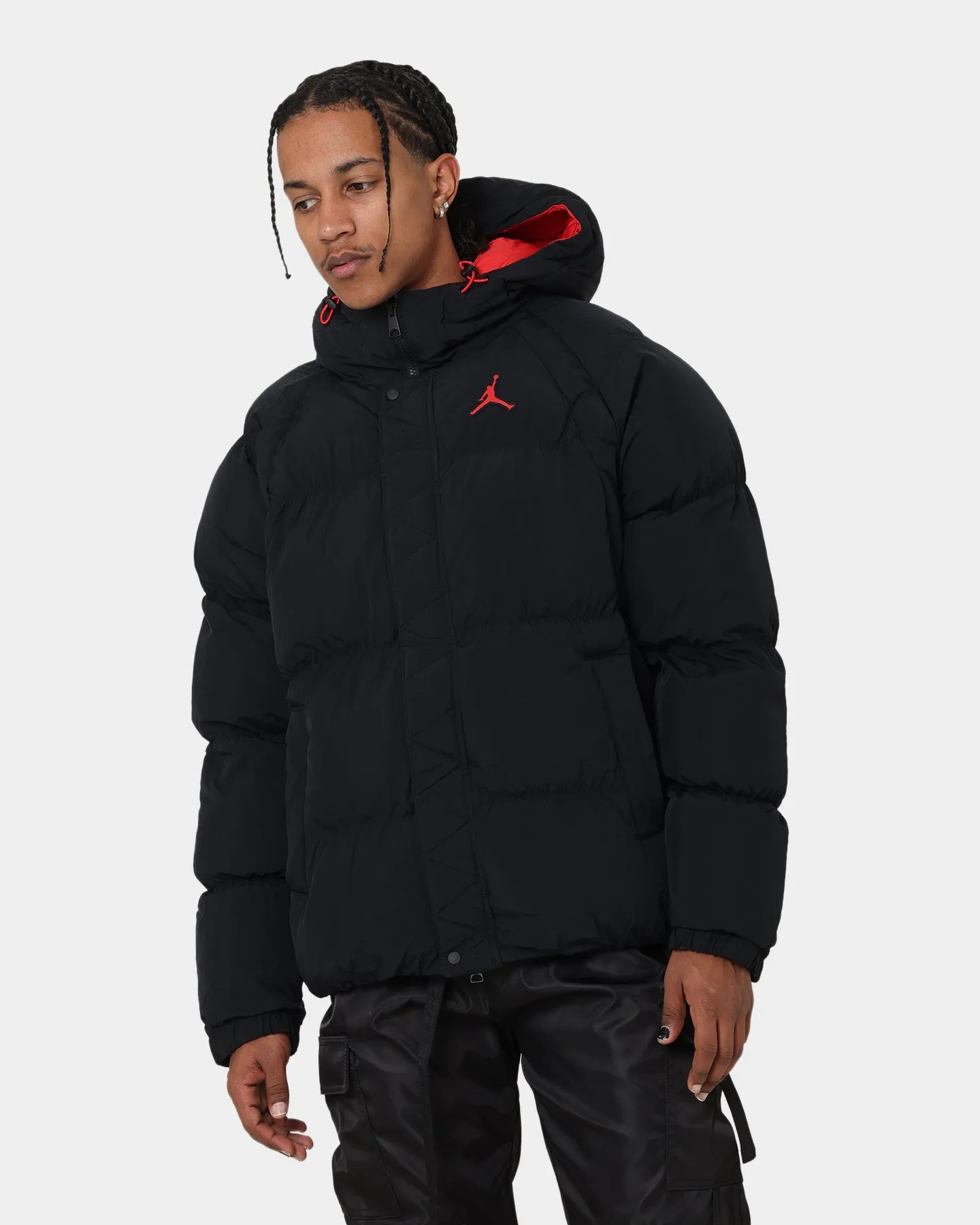 Jordan Essential Puffer Jacket Black/Fire Red Printed