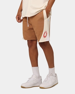 Easy Care Fabric High-waisted Carre C Star Panelled Shorts Tobacco