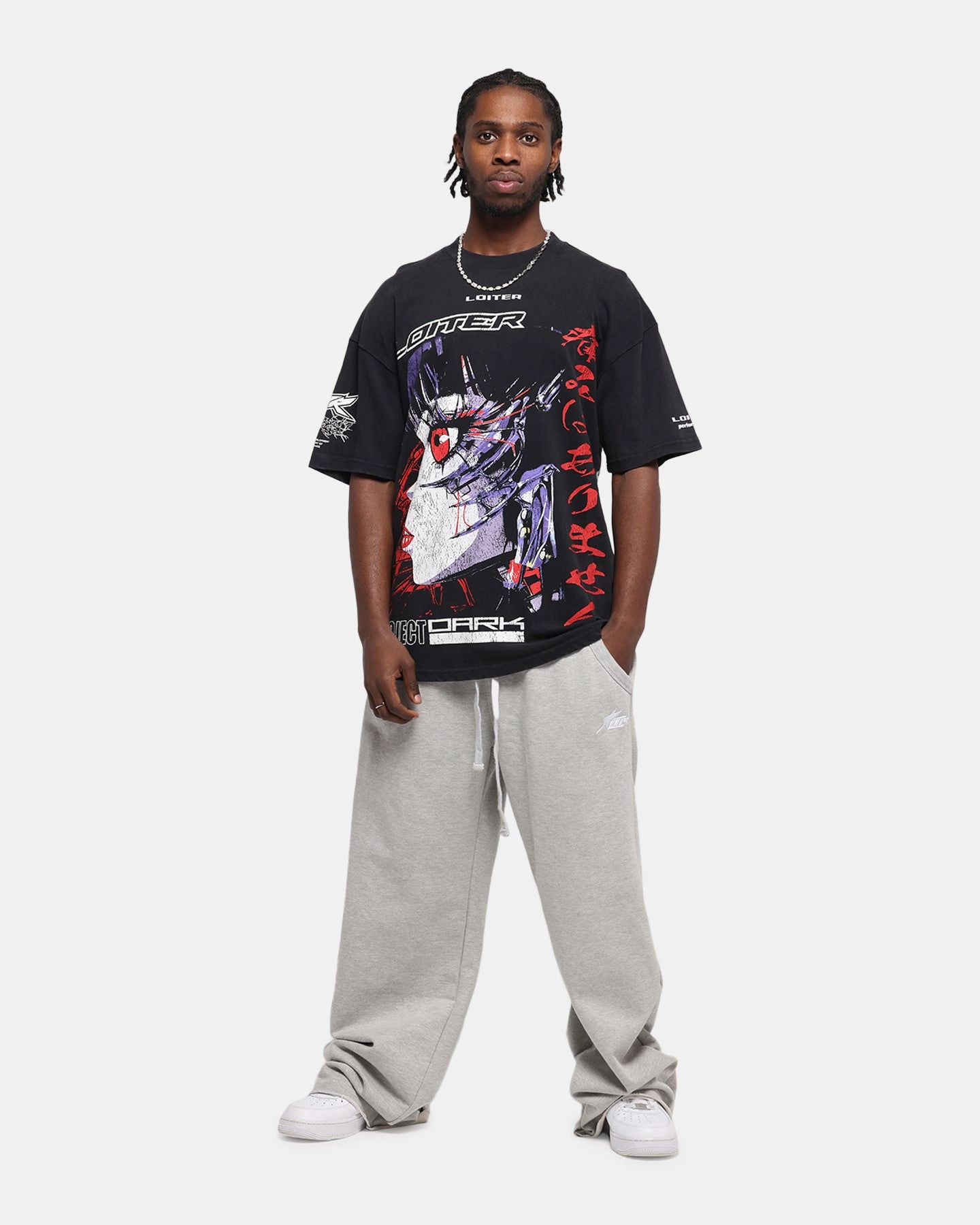 Loiter Cybernetics Vintage T-Shirt Black Acidwash Relaxed Torso Fit Cozy Comfort Look