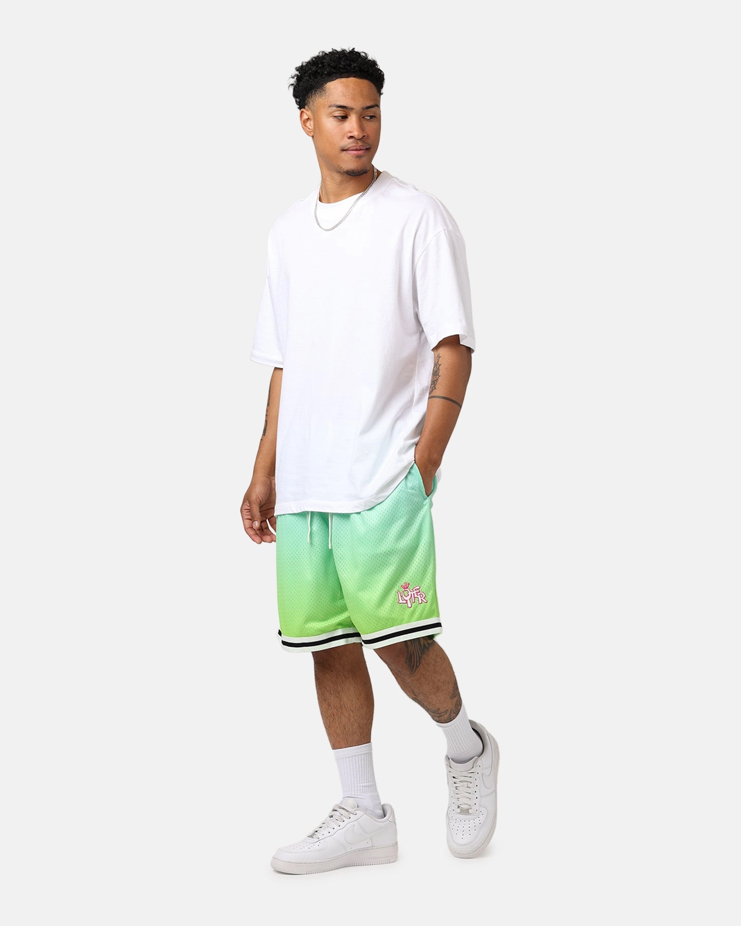 Loiter Gradient Basketball Shorts Green Camping Gear