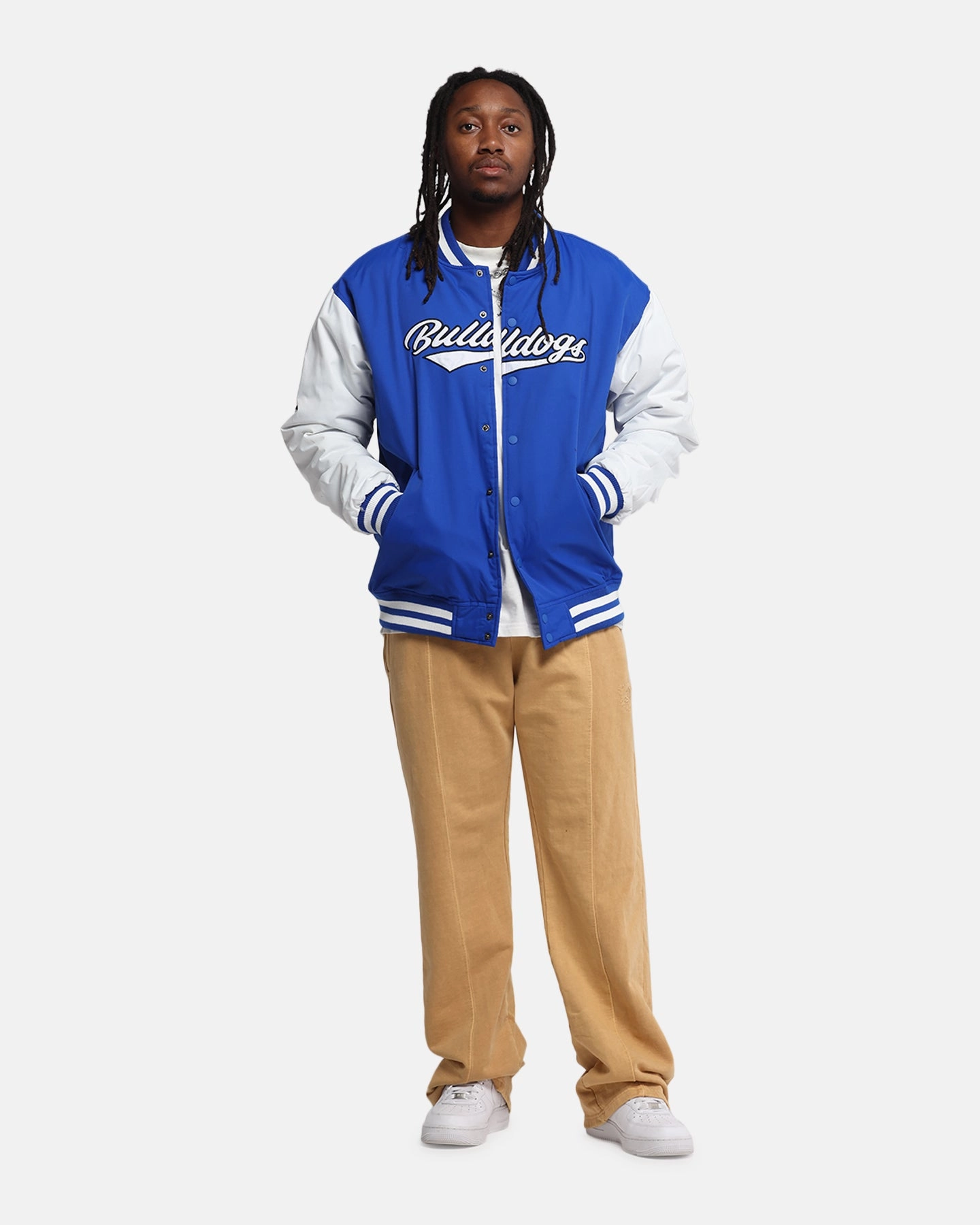 Rugged Comfort Bleacher Athletic Canterbury-Bankstown Bulldogs NRL 1908 Baseball Varsity Jacket Official Team Colour