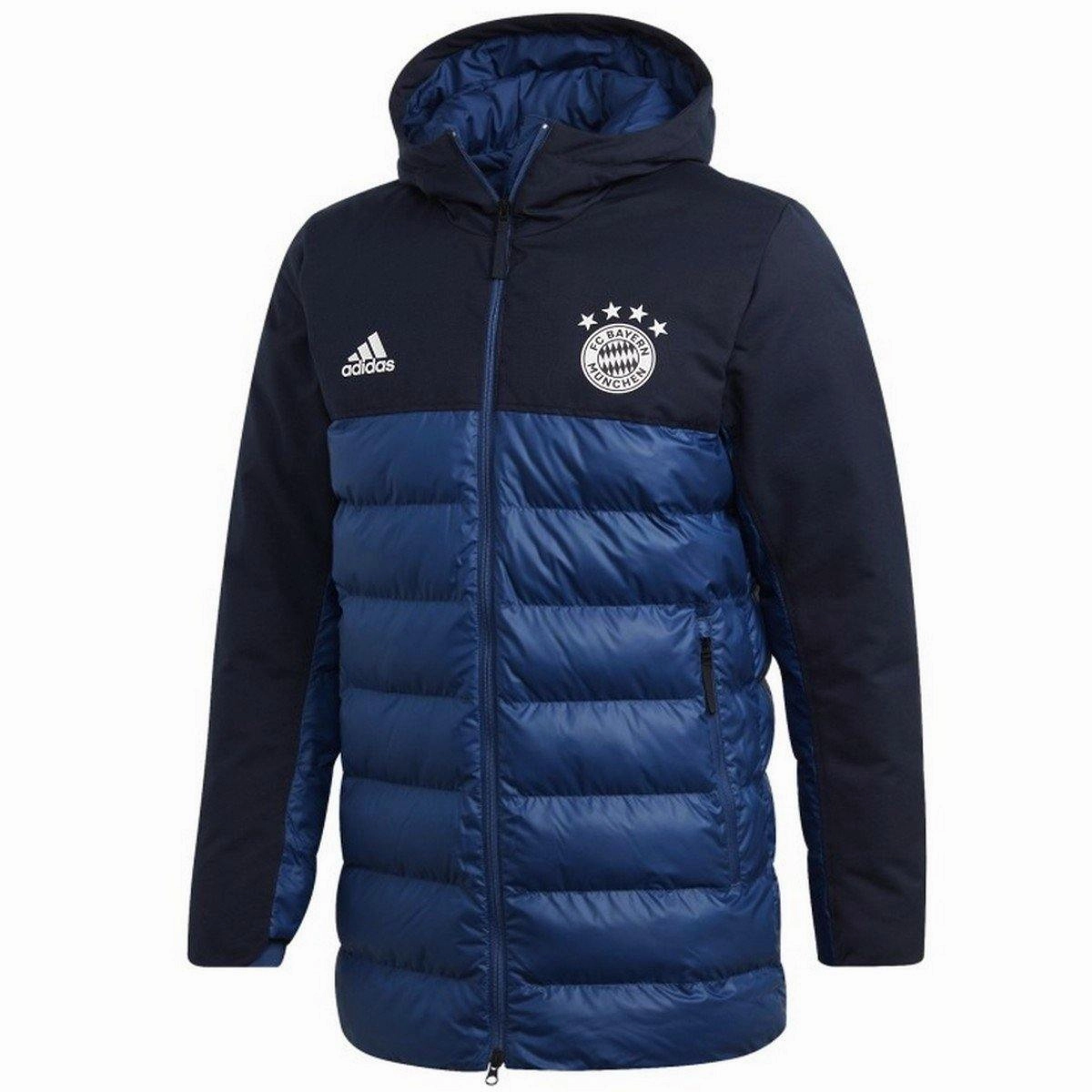Bayern Munich soccer navy down padded jacket 2019/20 - Adidas Tear Resistant Stitching Polyvinyl Chloride