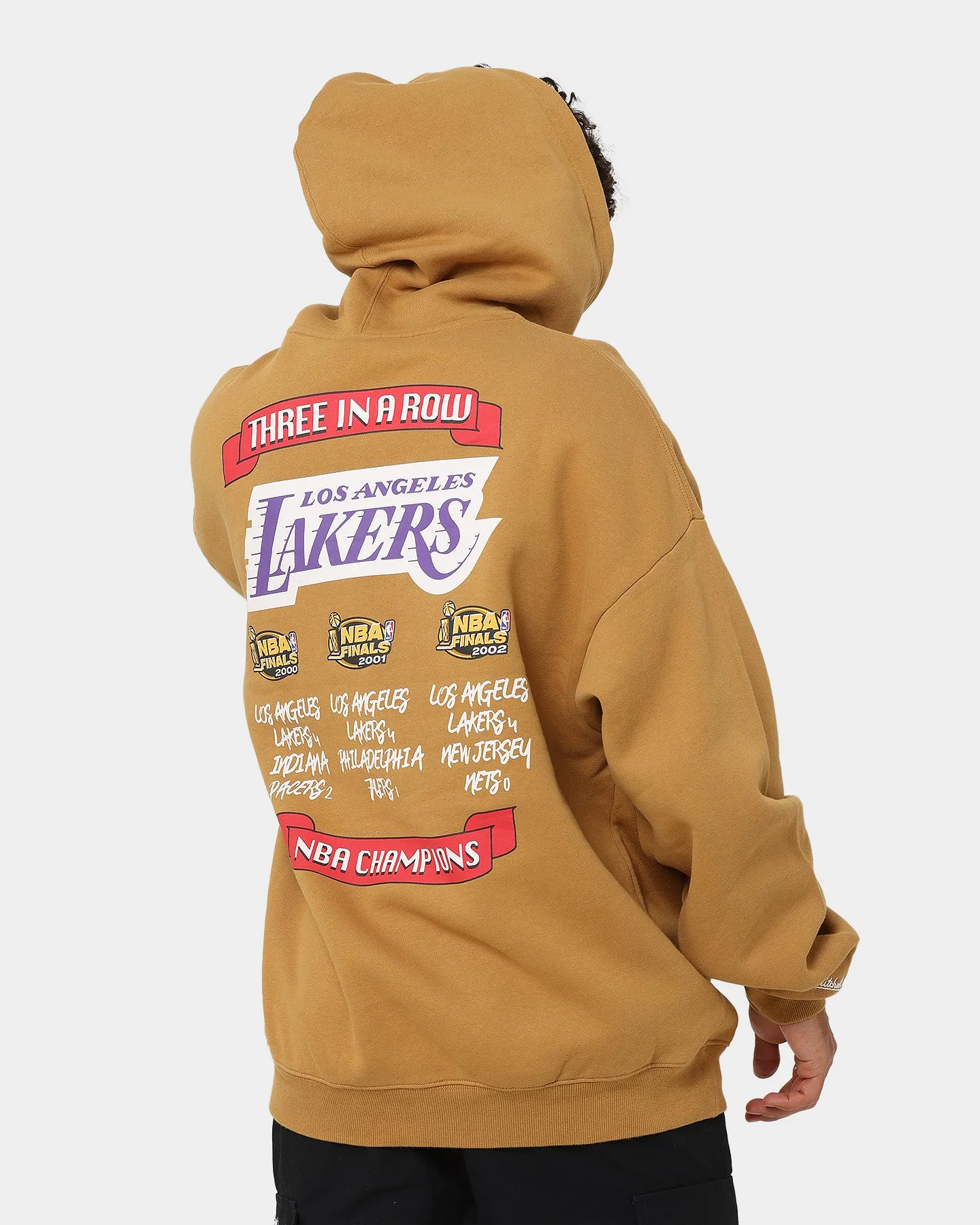 Mitchell & Ness Los Angeles Lakers 3-Peat Hoodie Bone Brown Reflective Trim