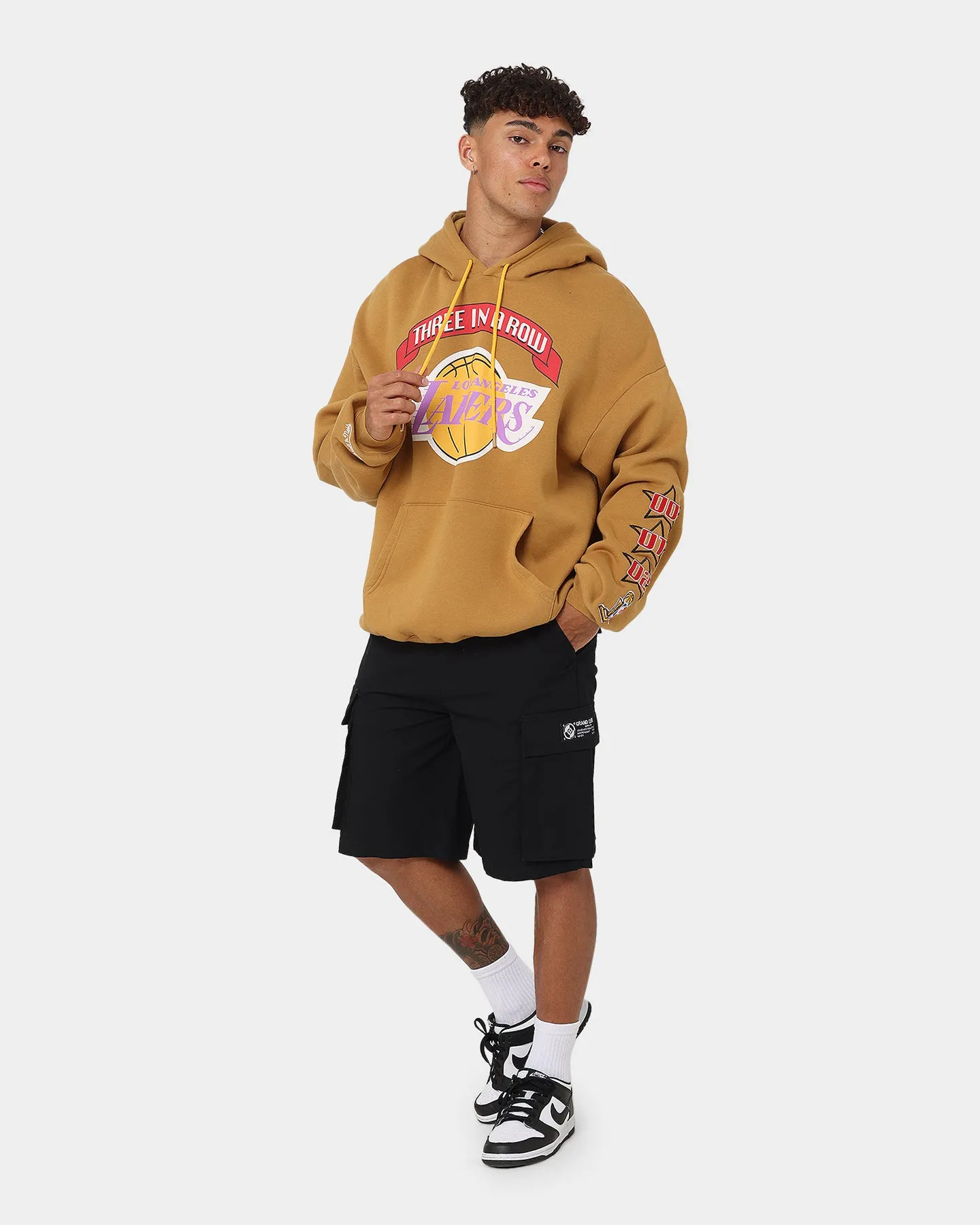 Mitchell & Ness Los Angeles Lakers 3-Peat Hoodie Bone Brown Equity suitable for outdoor adventures