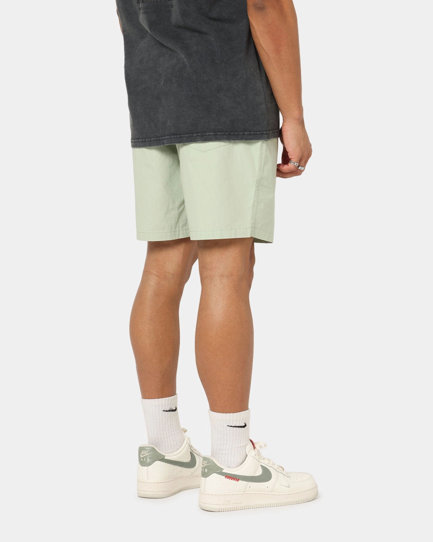 Carre Block Star Beach Shorts Sage Durable Hemming Solid Color