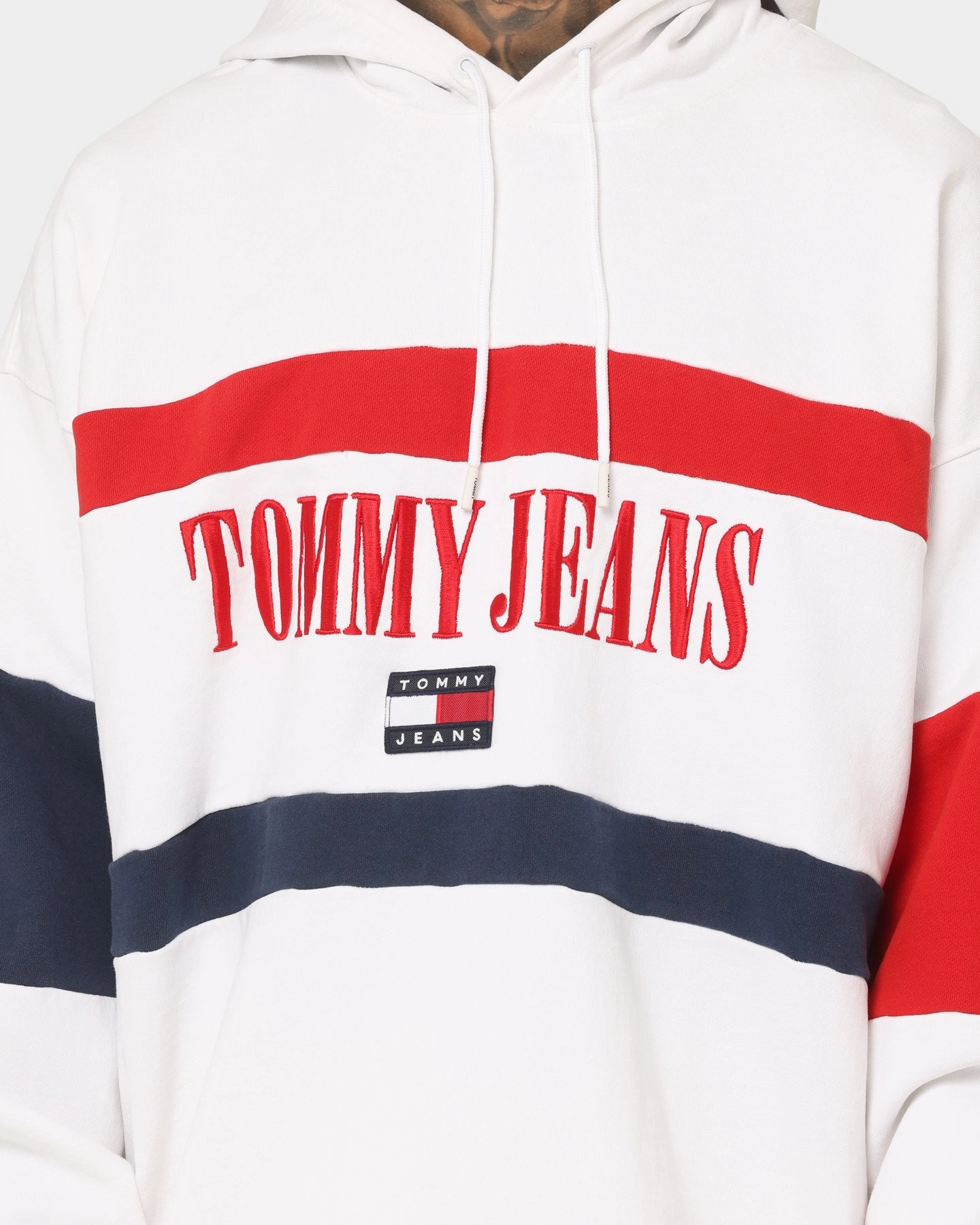 Tommy Jeans Skater Archive Block Hoodie White Detachable Collar