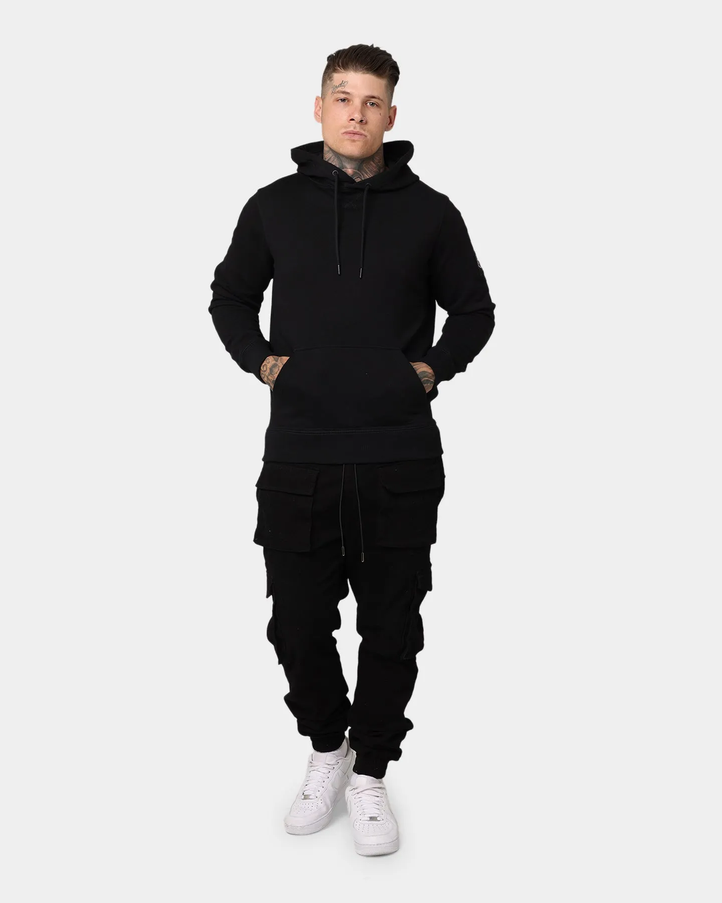 construction workers Cosmetics Calvin Klein Monogram Sleeve Badge Hoodie Black