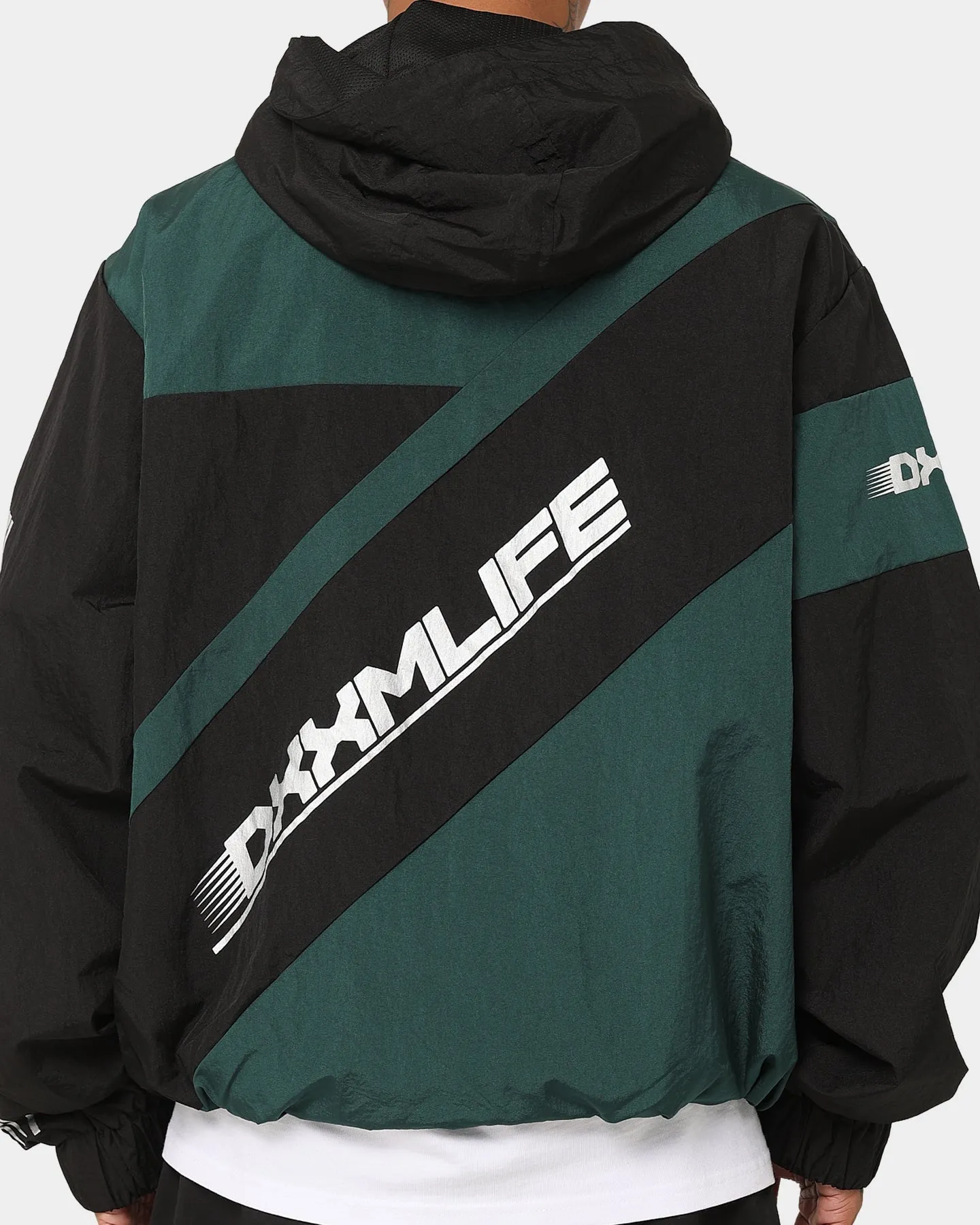 Quilted Lining DXXMLIFE L-6 D Racing Windbreaker Black/Dark Green