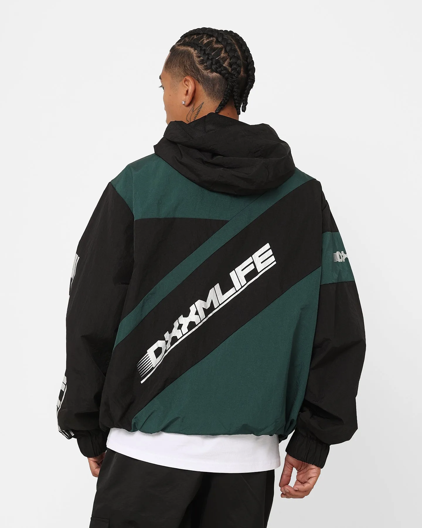 Ergonomic Shoulder Design Work Comfort DXXMLIFE L-6 D Racing Windbreaker Black/Dark Green