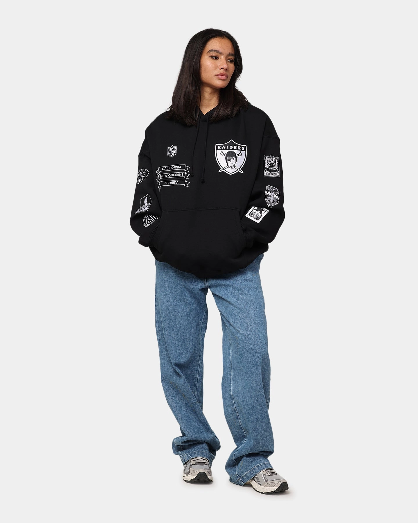 Mitchell & Ness Los Angeles Raiders History Hoodie Faded Black Prize Reinforced Shoulder Panels