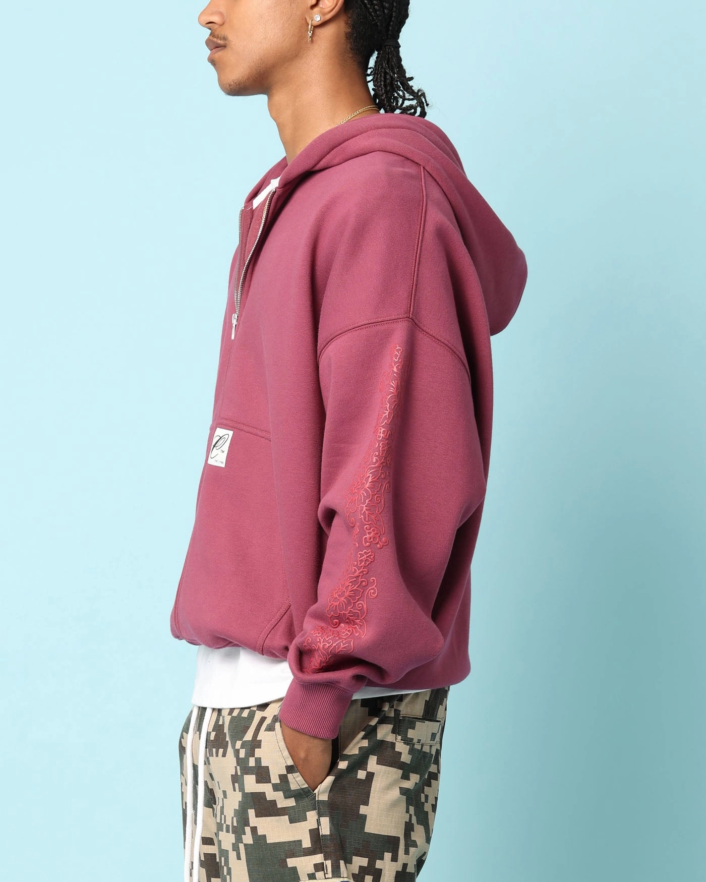 Minimalist Aesthetic Carr?? Botanical Zip Up Hoodie Port
