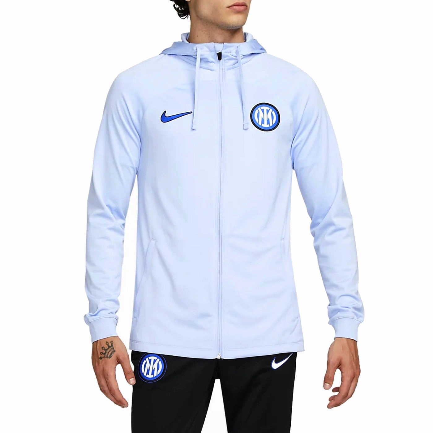 NonRestrictive Movement Panels Inter Milan light blue hooded presentation tracksuit 2023/24 - Nike