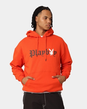 Playboy Bunny O Gothic Hoodie Orange Collapsible Hood Structure men's fashion