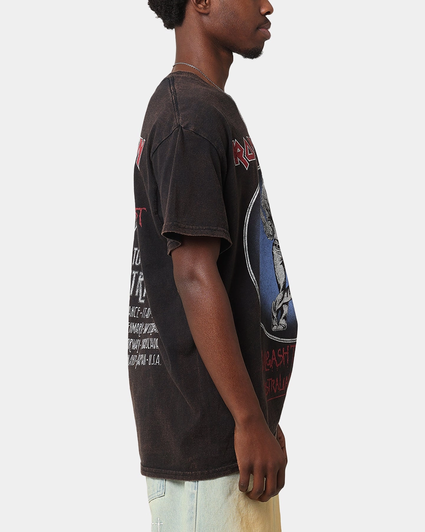 SunProtectionFabric Classic Trend Look Iron Maiden Unleash Tour Vintage T-Shirt Black Vintage