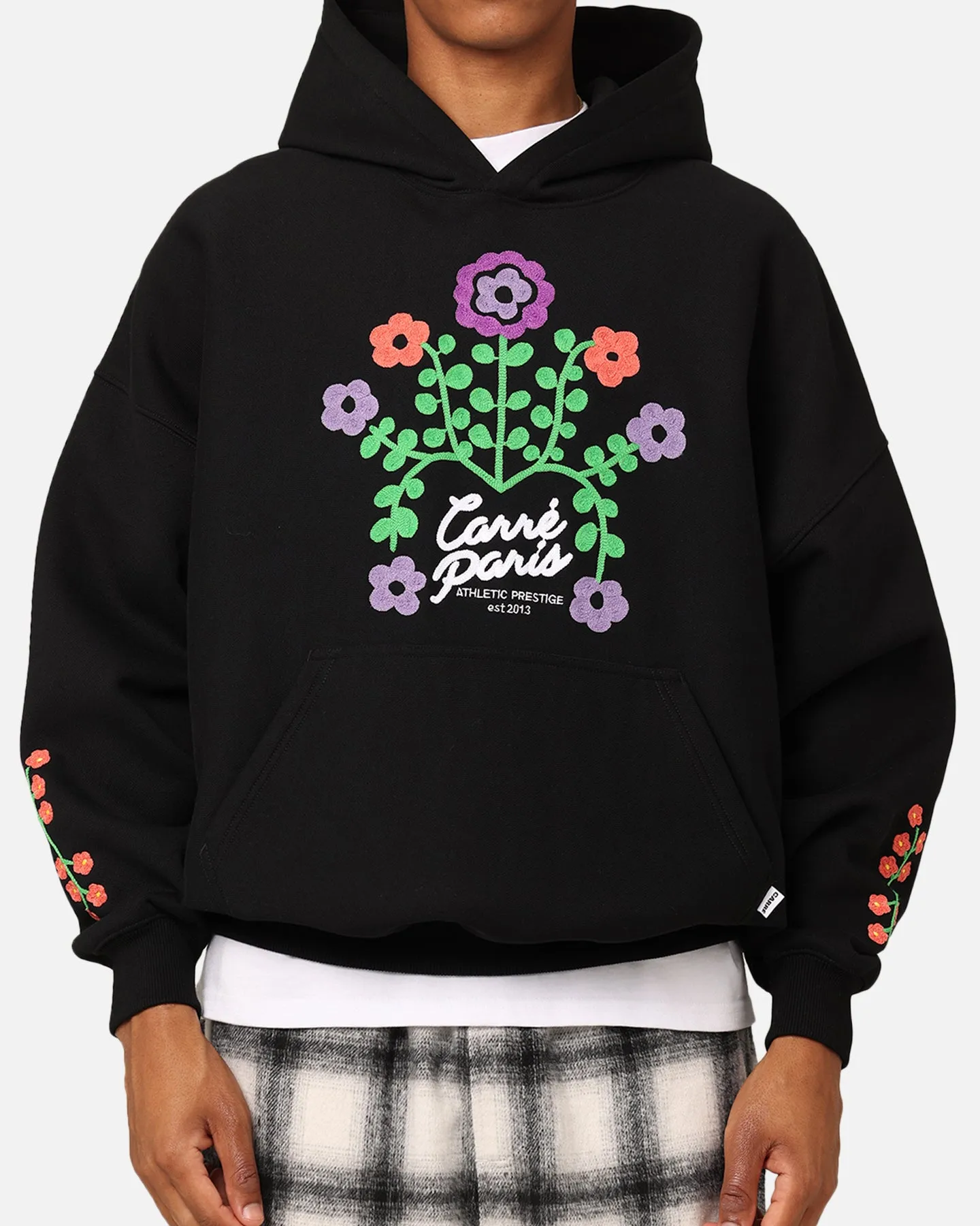 Clue Carre Floraux Oversized Hoodie Black